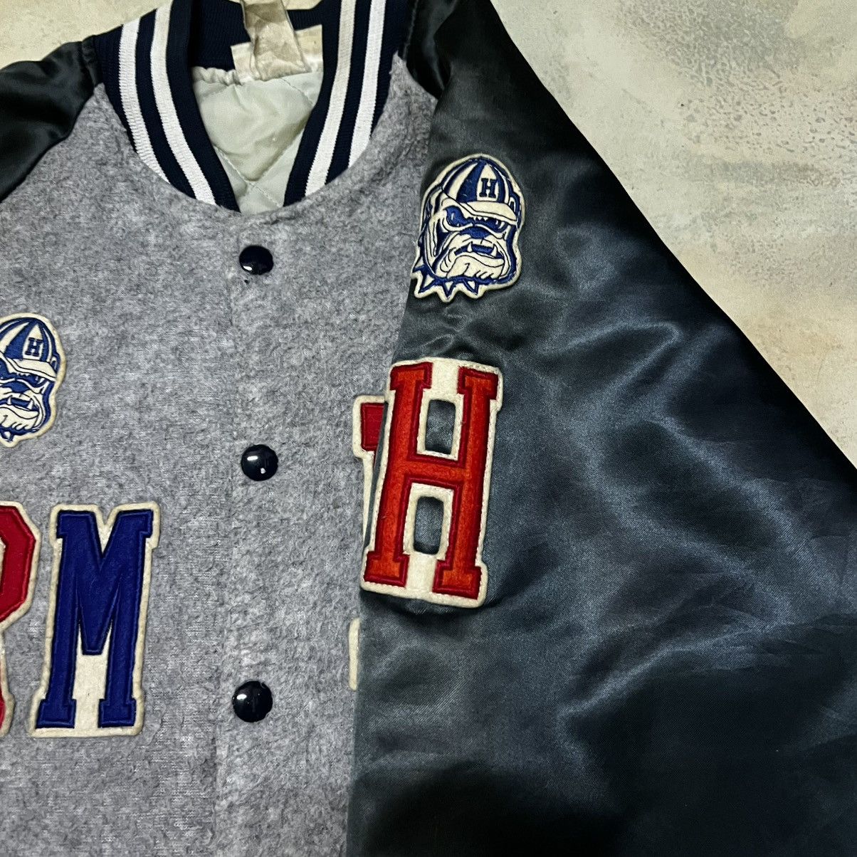Japanese Brand Vintage HR Market Distressed Varsity Jacket Size US S / EU 44-46 / 1 - 9 Thumbnail