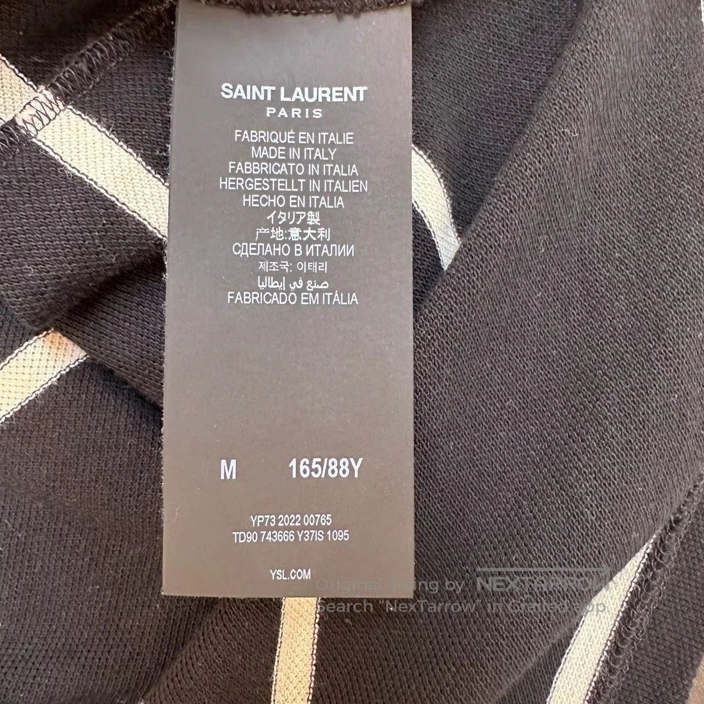Saint Laurent Paris Saint Laurent Striped Cropped Polo Shirt. Size M / US 6-8 / IT 42-44 - 4 Thumbnail