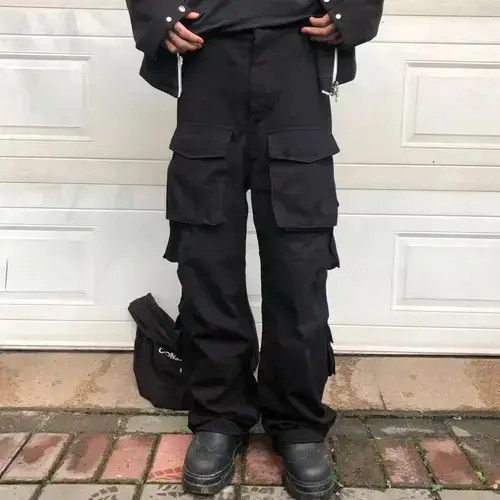 Ring Of Fire Opium Style Wide Leg Drawstring Black Cargo Pant Size US 32 / EU 48 - 1 Thumbnail