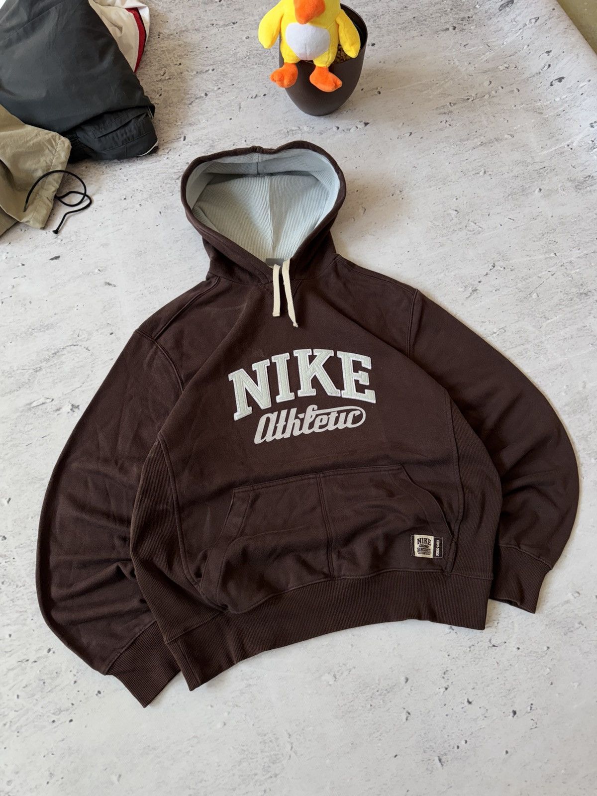 Nike × Vintage NIKE BROWN VINTAGE 00s OVERSIZE BAGGY HOODIE CENTER LOGO Size US L / EU 52-54 / 3 - 1 Thumbnail