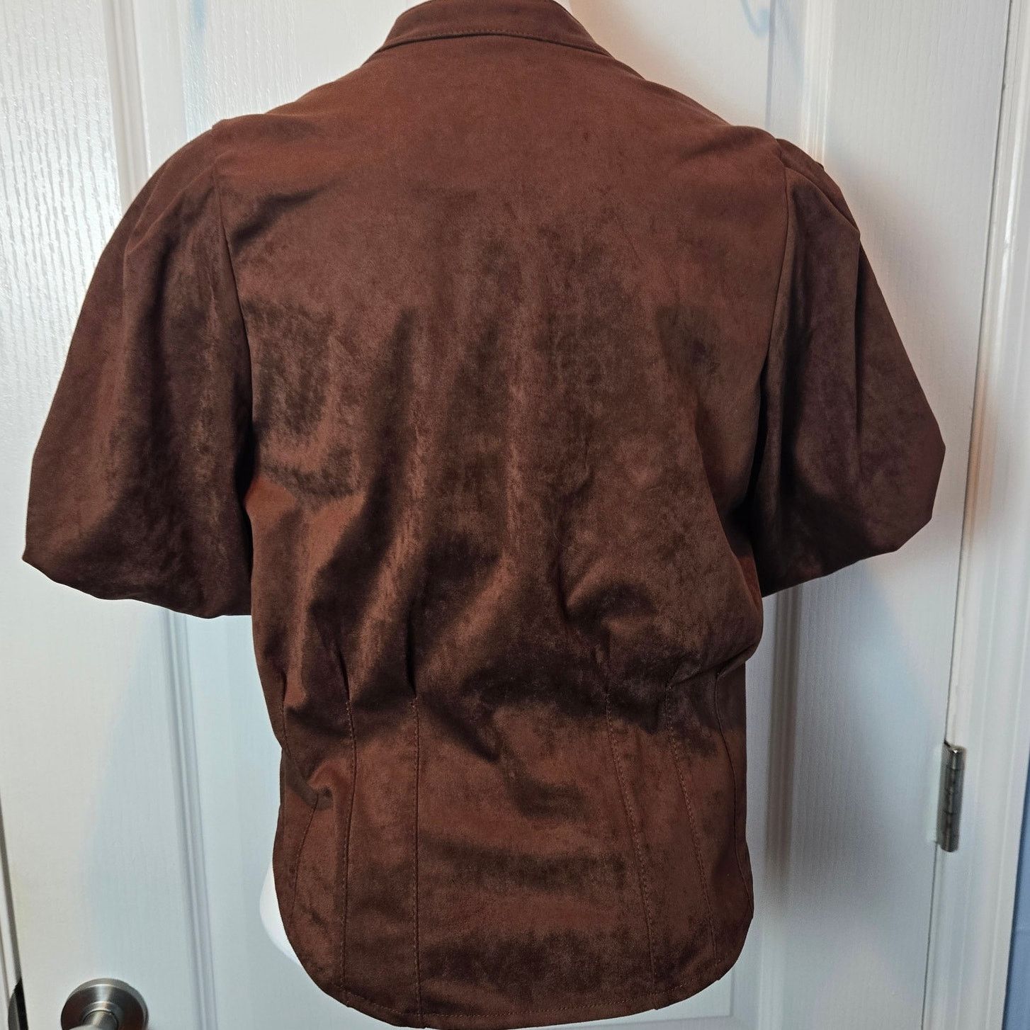 Other Bagatelle faux suede shirt sz S puff sleeves chocolate brown Size S / US 4 / IT 40 - 2 Thumbnail