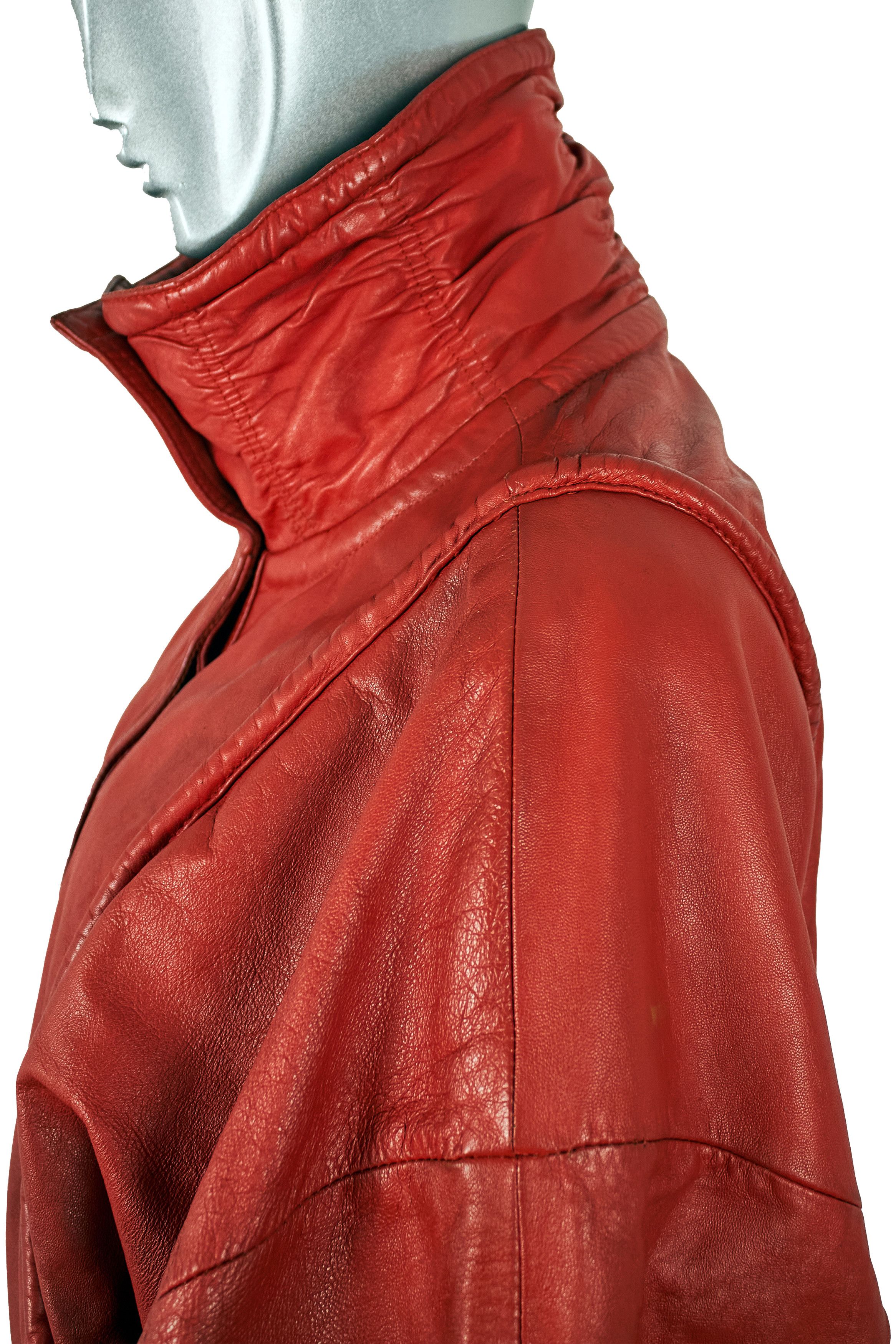 Vintage Authentic 80s Vintage Red Leather Oversized Bomber Jacket Size M / US 6-8 / IT 42-44 - 10 Thumbnail