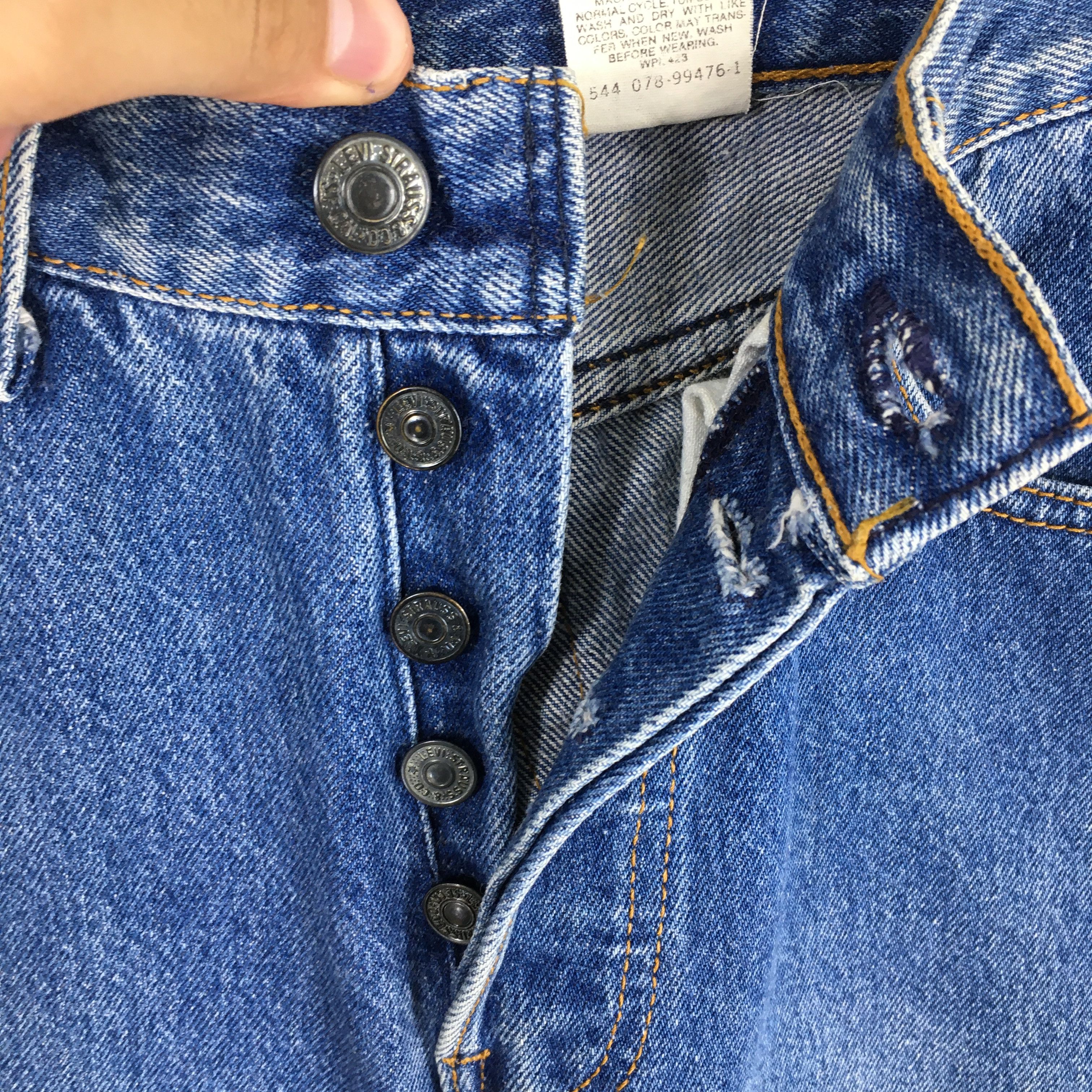 Levi's Size 23x30 Vintage 90s Levi's 501 Faded Blue Jeans S384 Size 23" - 6 Thumbnail