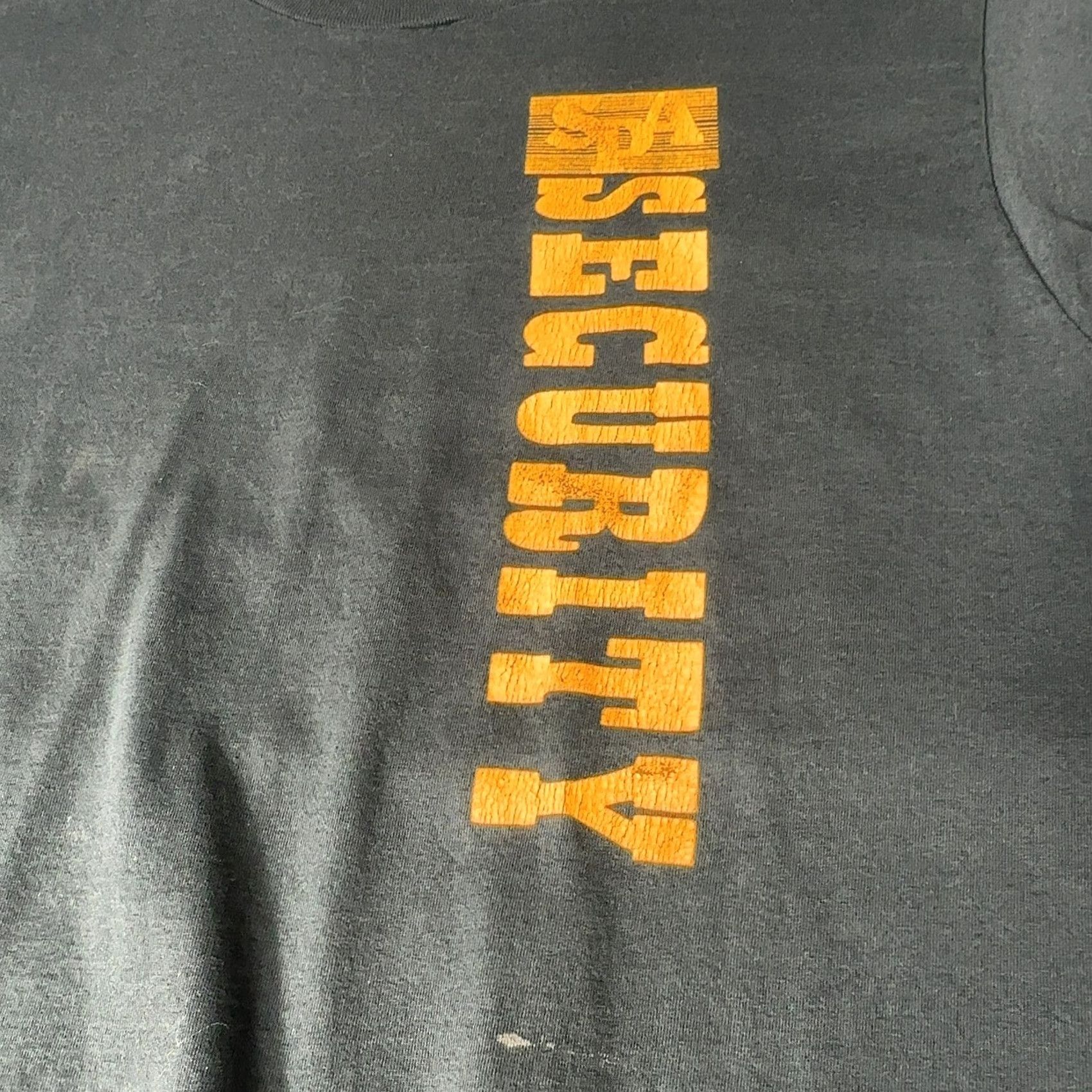 Vintage VINTAGE Security Graphic T Shirt Mens XL Black Neon Green Orange Single Stitch Size US XL / EU 56 / 4 - 2 Thumbnail