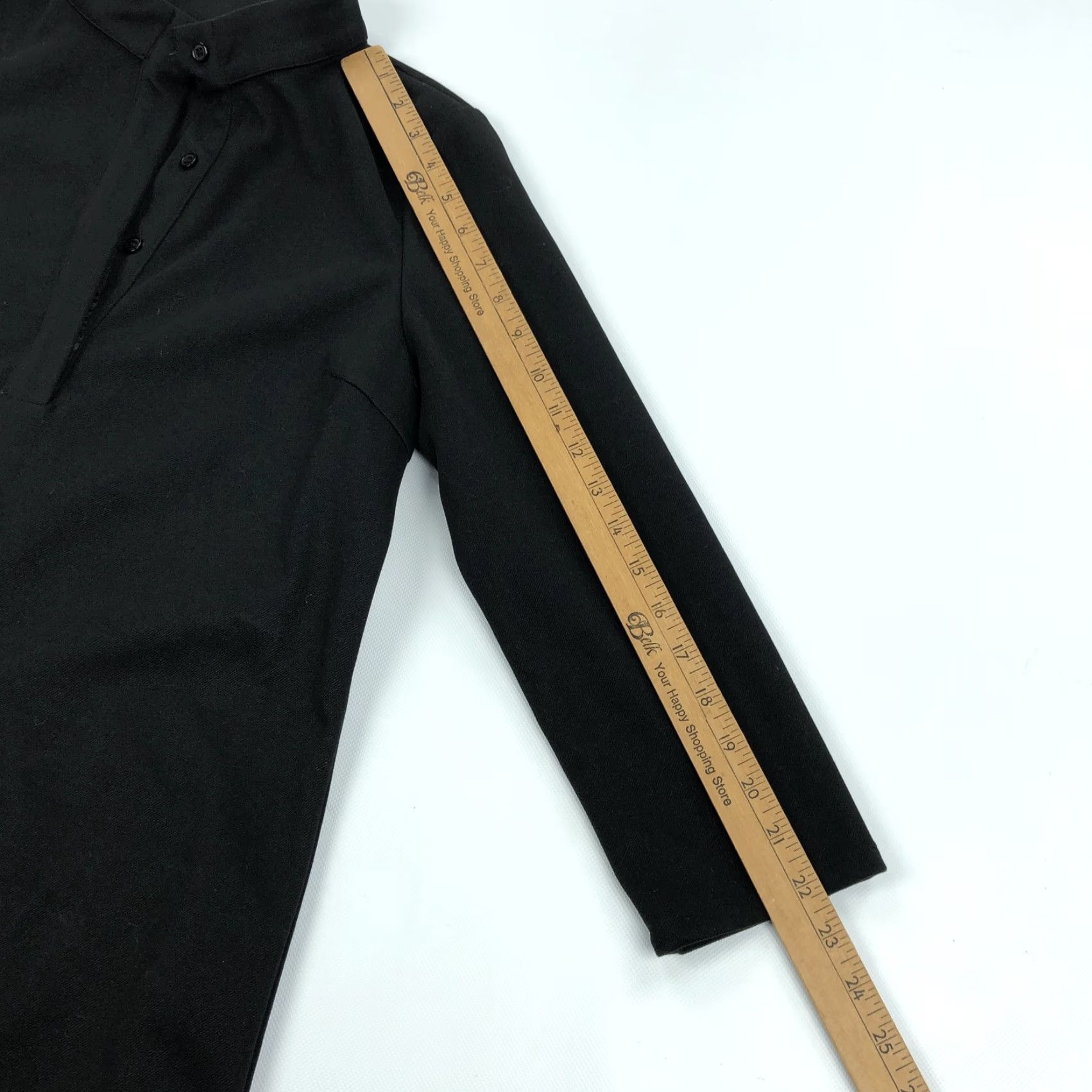 Vintage Tuckernuck Women's Black Stand Collar Button Placket A-Line Dress XS Shirt Size XS / US 0-2 / IT 36-38 - 7 Thumbnail