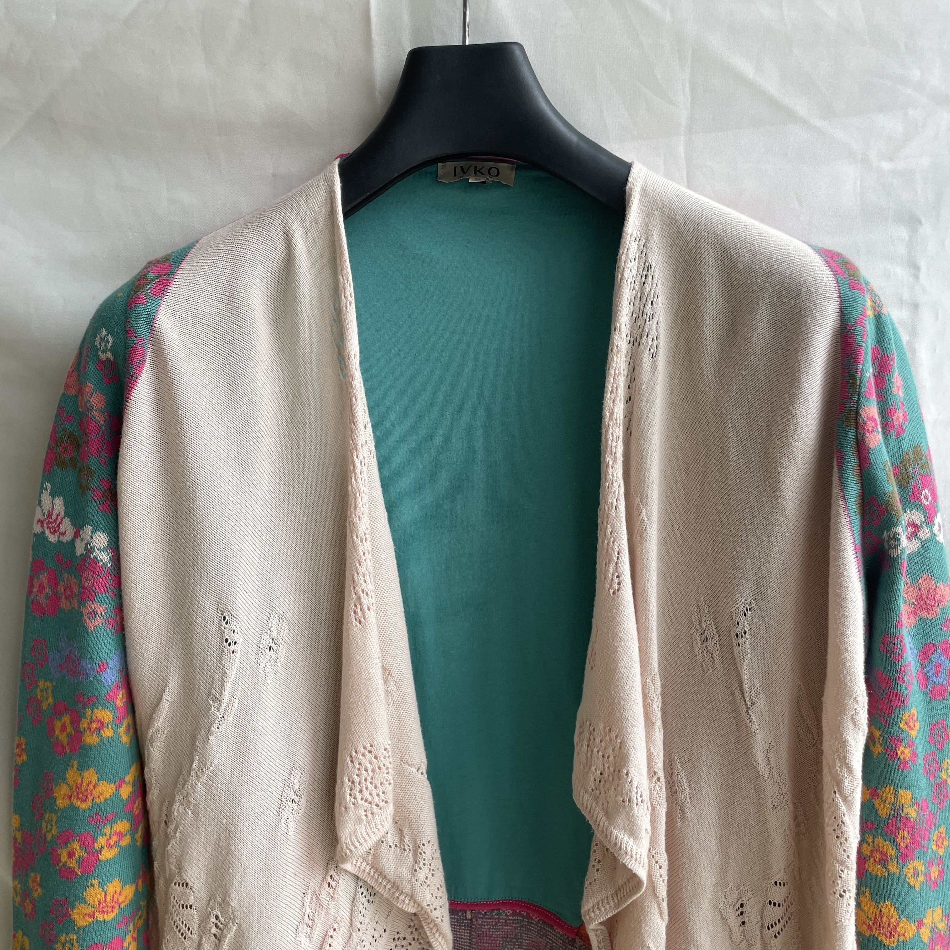 Other IVKO Floral Cotton Open Front Wrapover Cardigan Size EUR 36 Size XS / US 0-2 / IT 36-38 - 7 Thumbnail