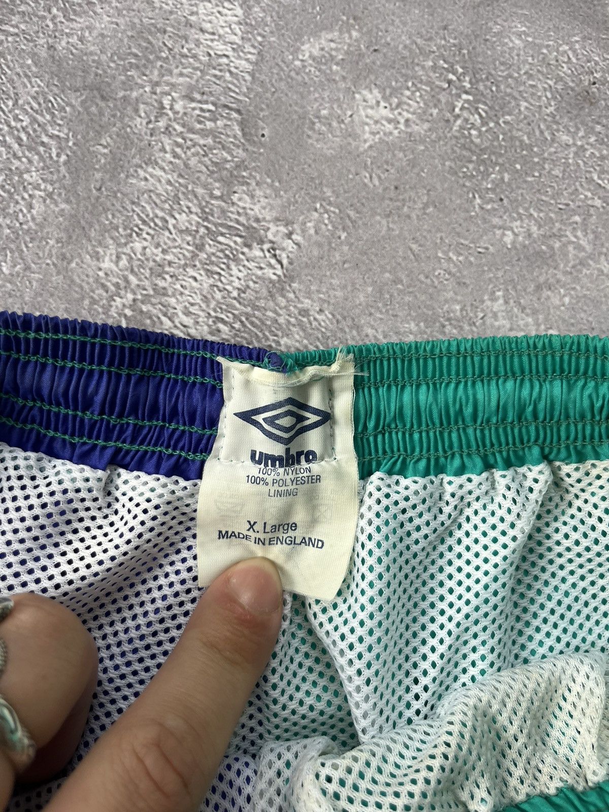 Umbro Vintage Umbro Nylon Shorts Blue/Green Made in England XL Size US 36 / EU 52 - 6 Thumbnail