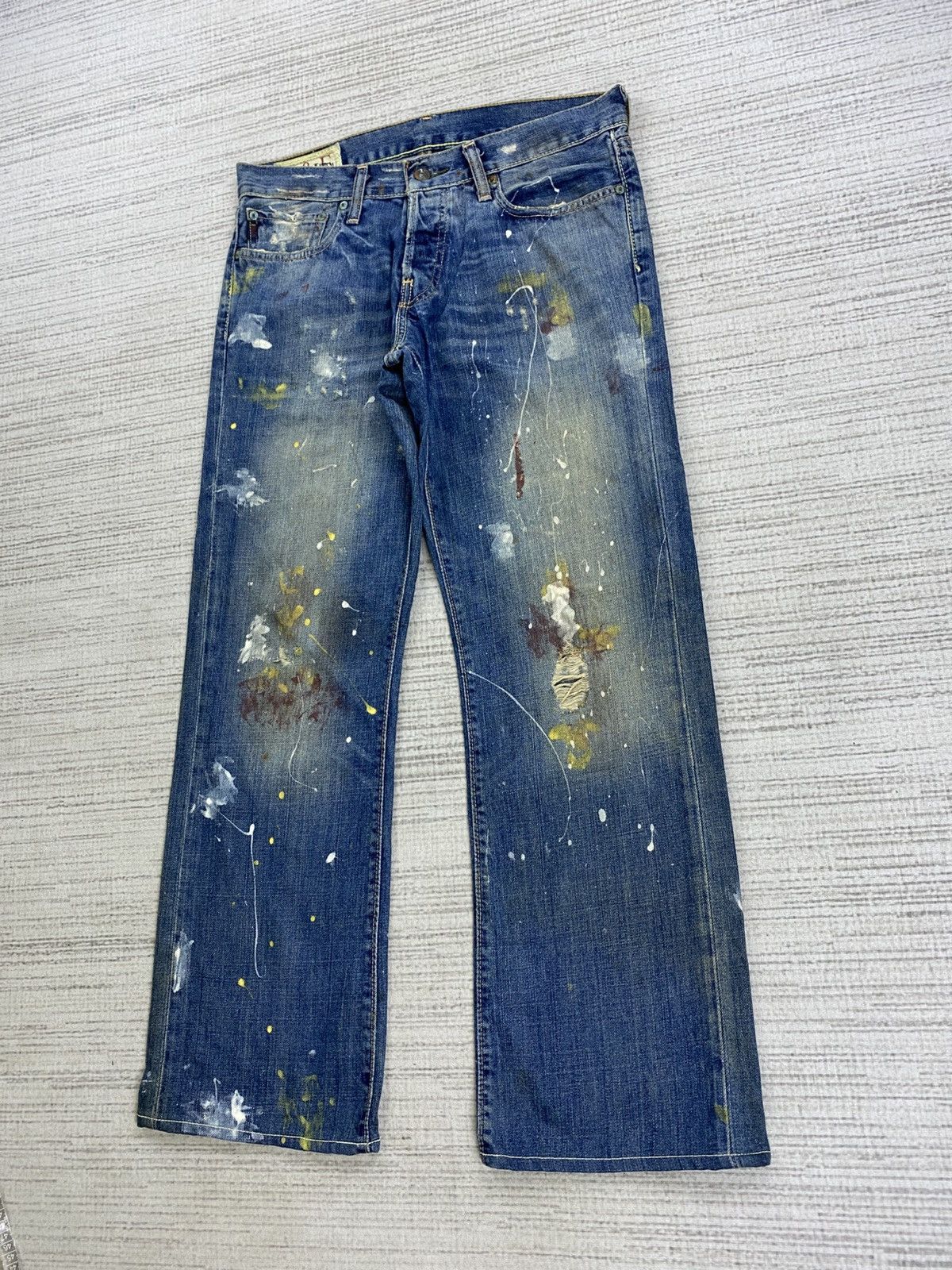 Abercrombie & Fitch Vintage Abercrombie & Fitch Paint Splatter Denim Pants Size US 34 / EU 50 - 4 Thumbnail