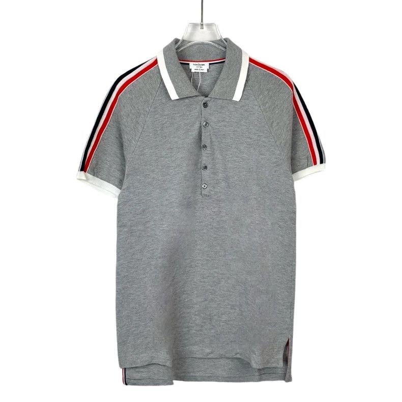 Thom Browne Gray Striped Cotton Polo Shirt - dmc