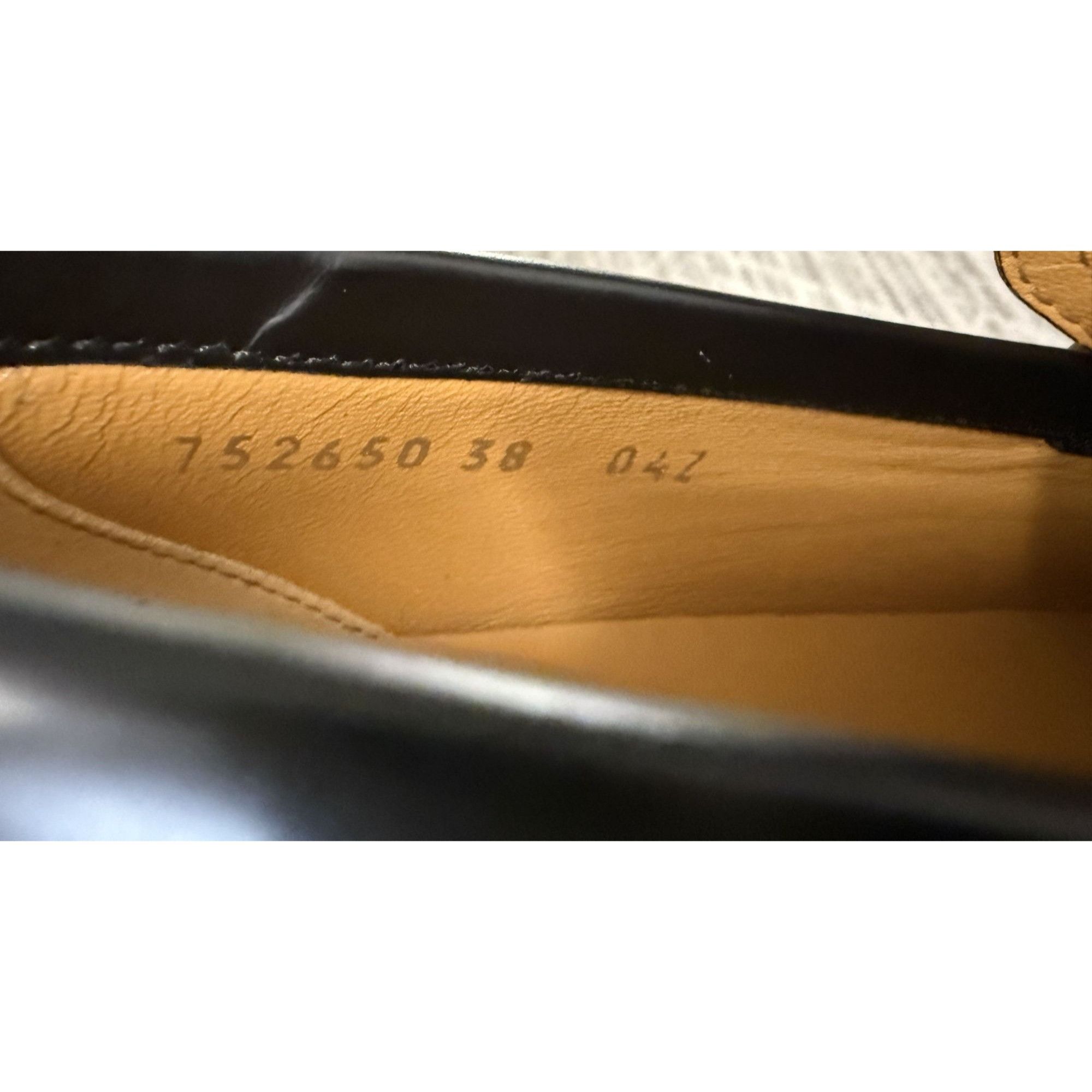 Gucci Gucci Womens Black Leather Loafers With Interlocking G Chain Size US 8 / IT 38 - 7 Thumbnail