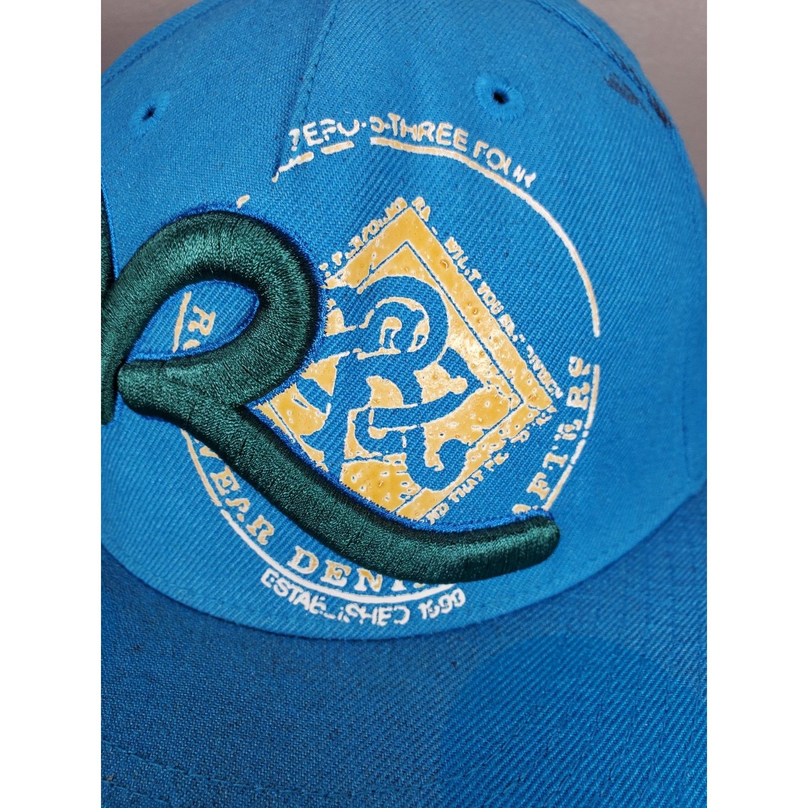 Rocawear Rocawear Teal Blue Cap Hat Sz 7 1/4 JAY Z Faded Logo *READ* Size ONE SIZE - 4 Thumbnail