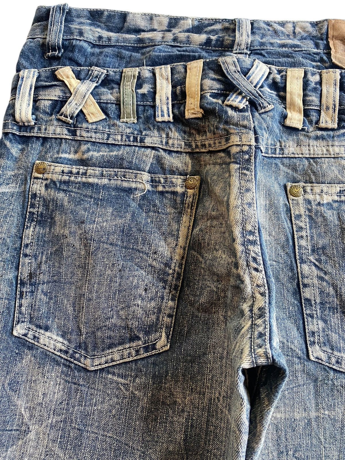 Skull Jeans by an Alchemist Deluxe Creation Skull Double Waist Distressed Short Jeans Size US 34 / EU 50 - 5 Thumbnail