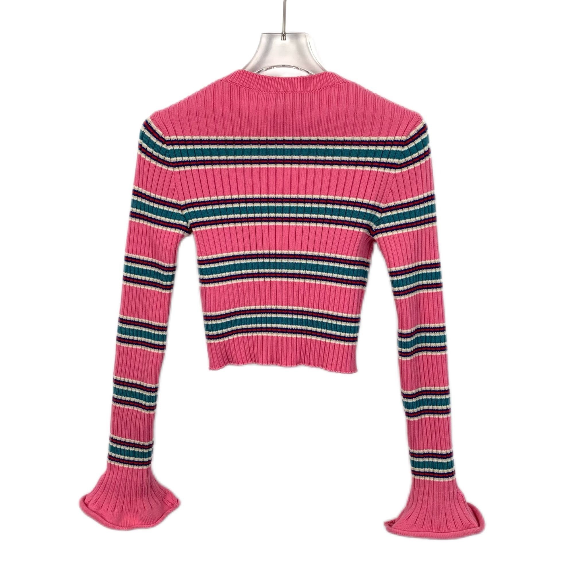 Louis Vuitton Louis Vuitton Pink Striped Flared Sleeve Knit Cardigan XS Si Size XS / US 0-2 / IT 36-38 - 7 Thumbnail