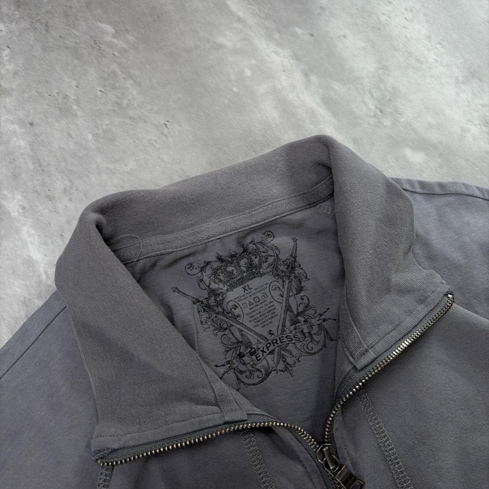 Express Y2K Grey Express Grunge Gothic Skater Zip Up Jacket Size US XL / EU 56 / 4 - 6 Thumbnail