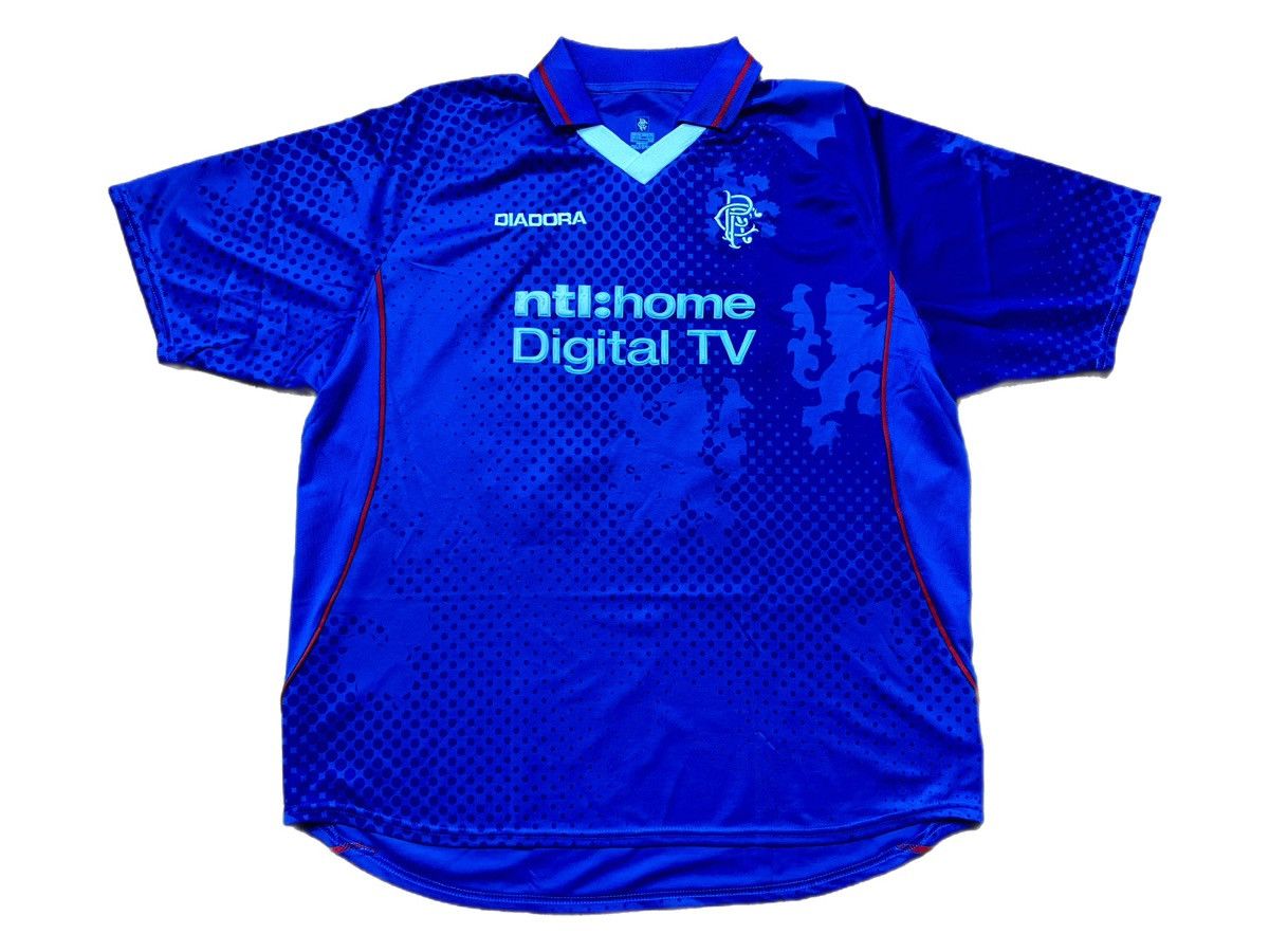 image of Vintage Rangers Fc 2002-03 Diadora Jersey Soccer Shirt in Blue, Men's (Size 2XL)