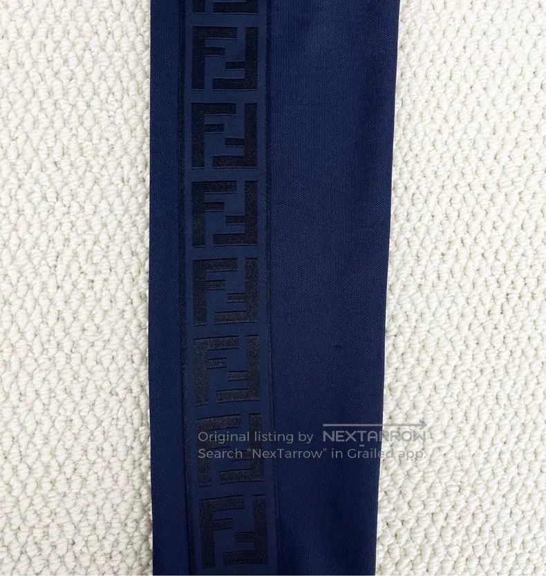 Fendi Fendi Navy Blue Relief Double F Logo All-Over Printed Jack Size XXS / US 00 / IT 34 - 6 Thumbnail