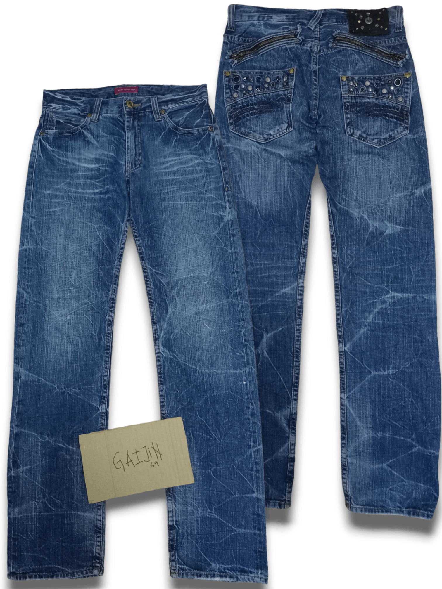 Vintage Japanese Brand Blue Wash Studded Jeans