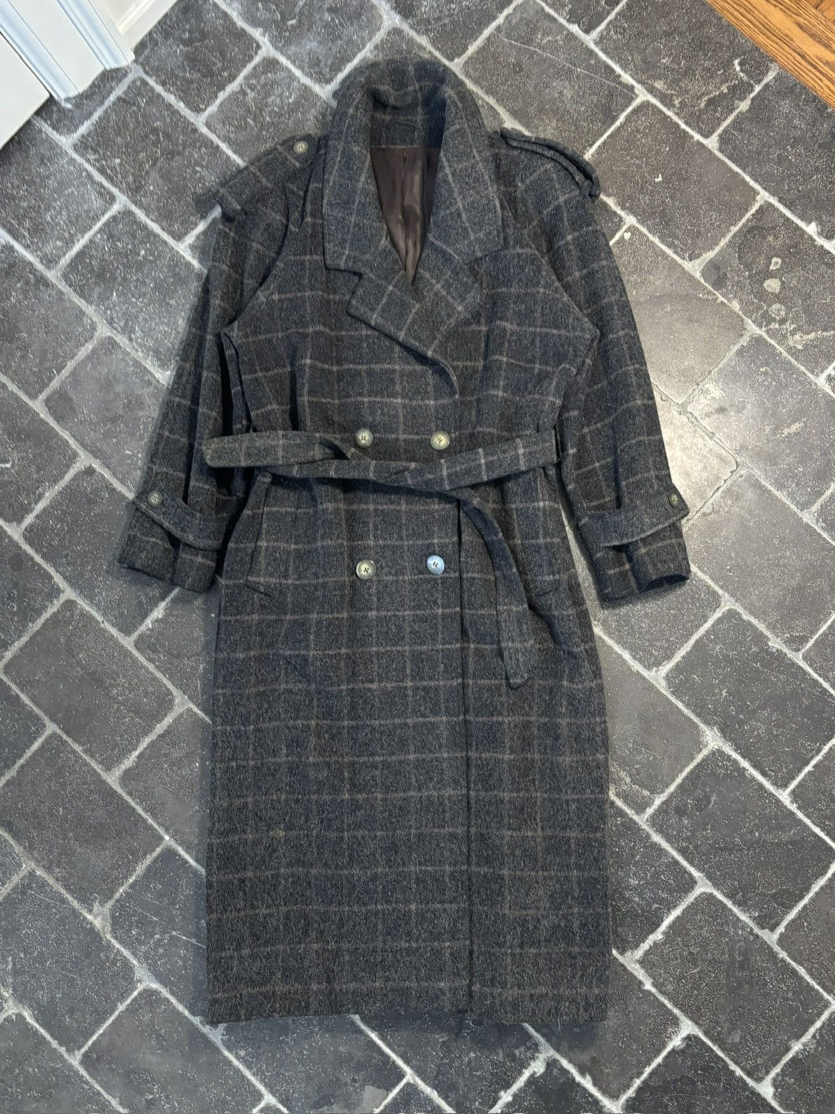 Vintage Vintage Wool Coat Belted Plaid Long Trench Floor Length Grey Size US S / EU 44-46 / 1 - 1 Thumbnail