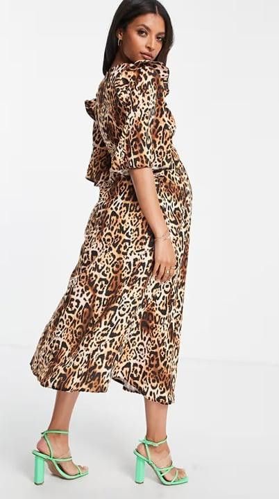 Designer NWT Queen Bee Maternity tie neck midi dress leopard print 12 Size L / US 10 / IT 46 - 2 Thumbnail