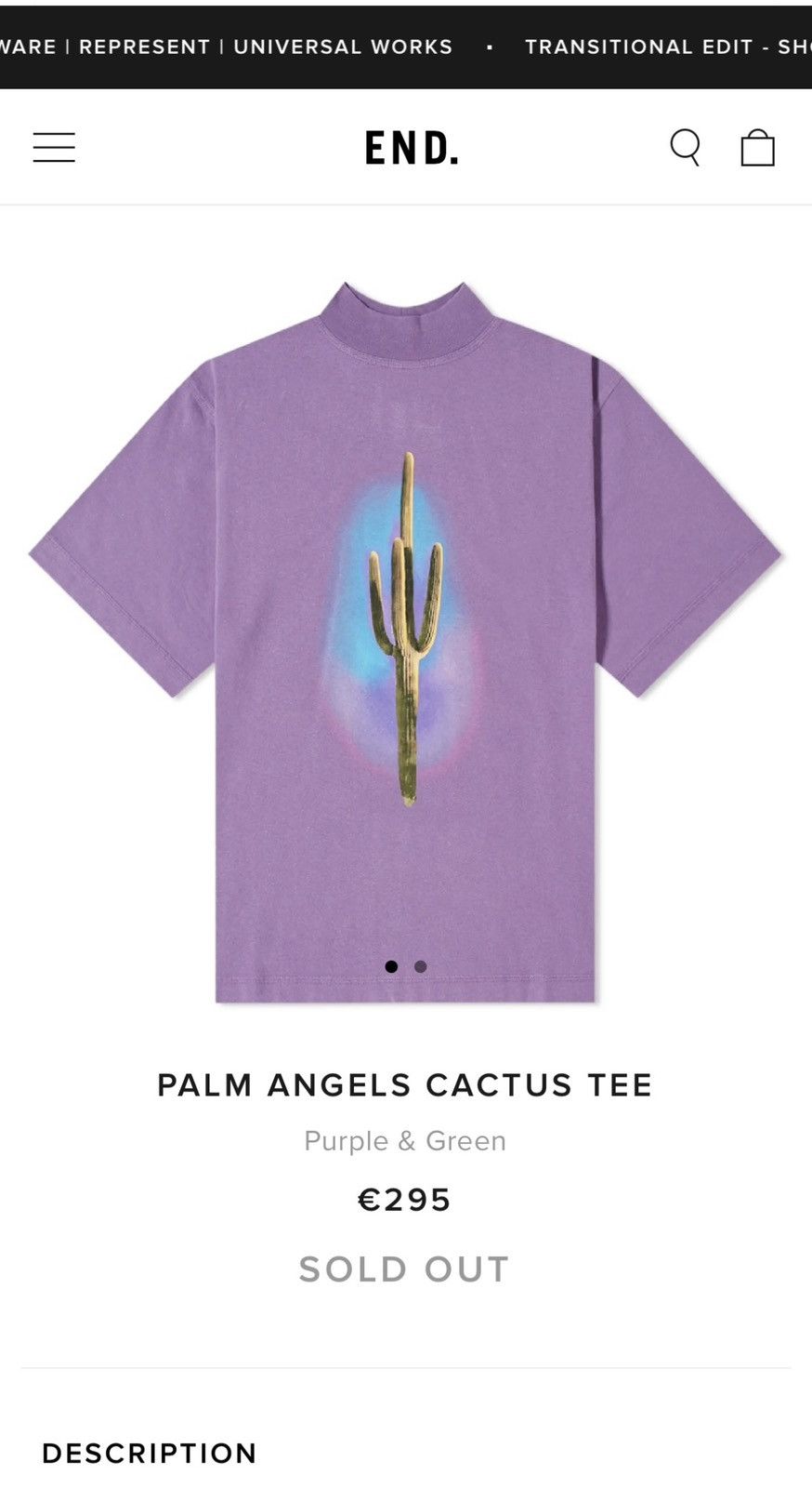 Palm Angels Palm Angels Cactus S/S T-Shirt Purple Size US M / EU 48-50 / 2 - 9 Thumbnail