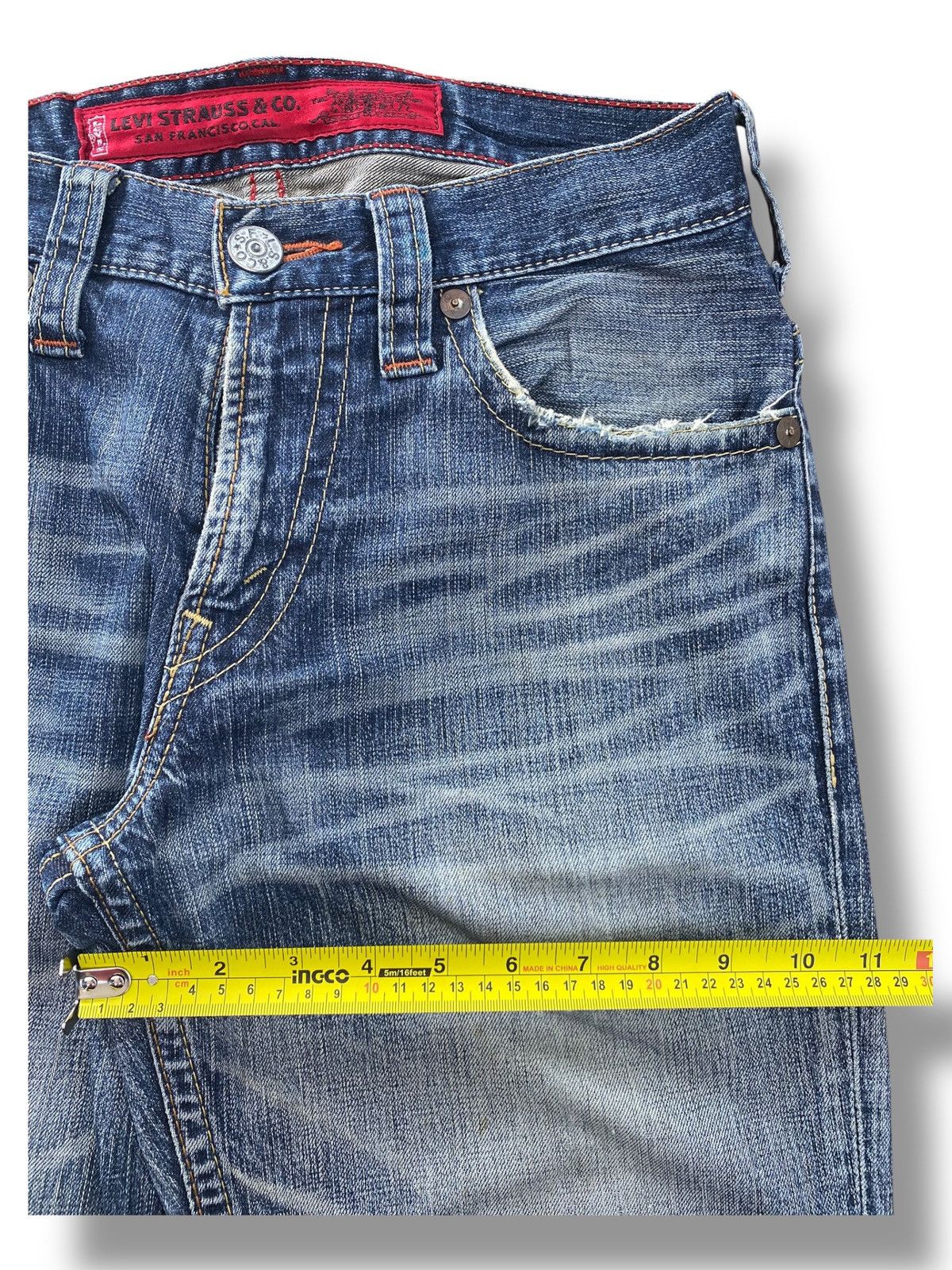 Levi's Levi’s Faded Blue Wash Whiskered Straight Leg Jeans Size US 30 / EU 46 - 7 Thumbnail