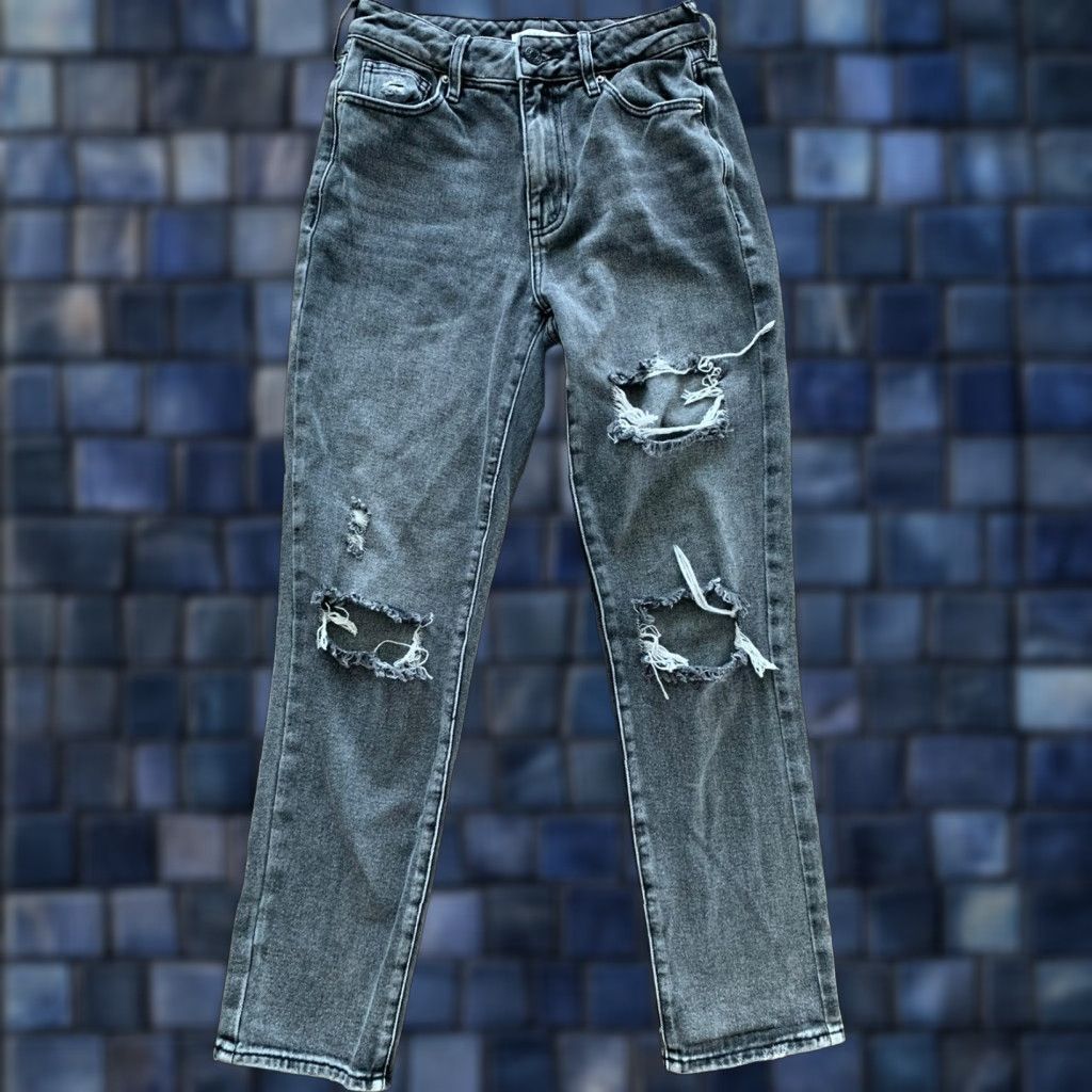 Pacsun Pacsun Mom Jeans Size 24 25x27 Denim Black Distressed Straight Leg Y2K Womens Jeans 5-Pocket Size 42" / US 20 - 1 Thumbnail
