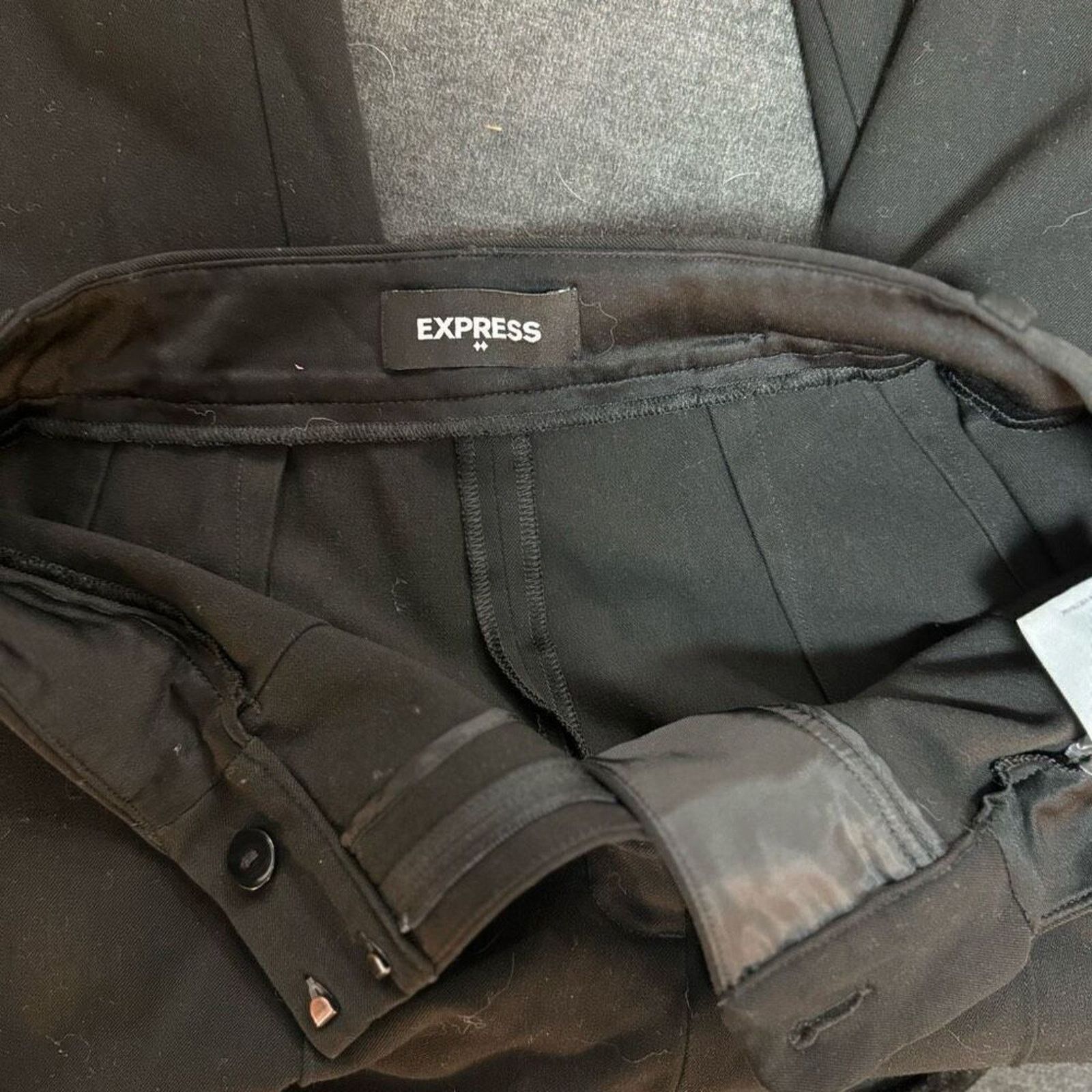 Express Express Black Straight-Leg High-Rise Trousers | Sz 2R Size 26" / US 2 / IT 38 - 4 Thumbnail