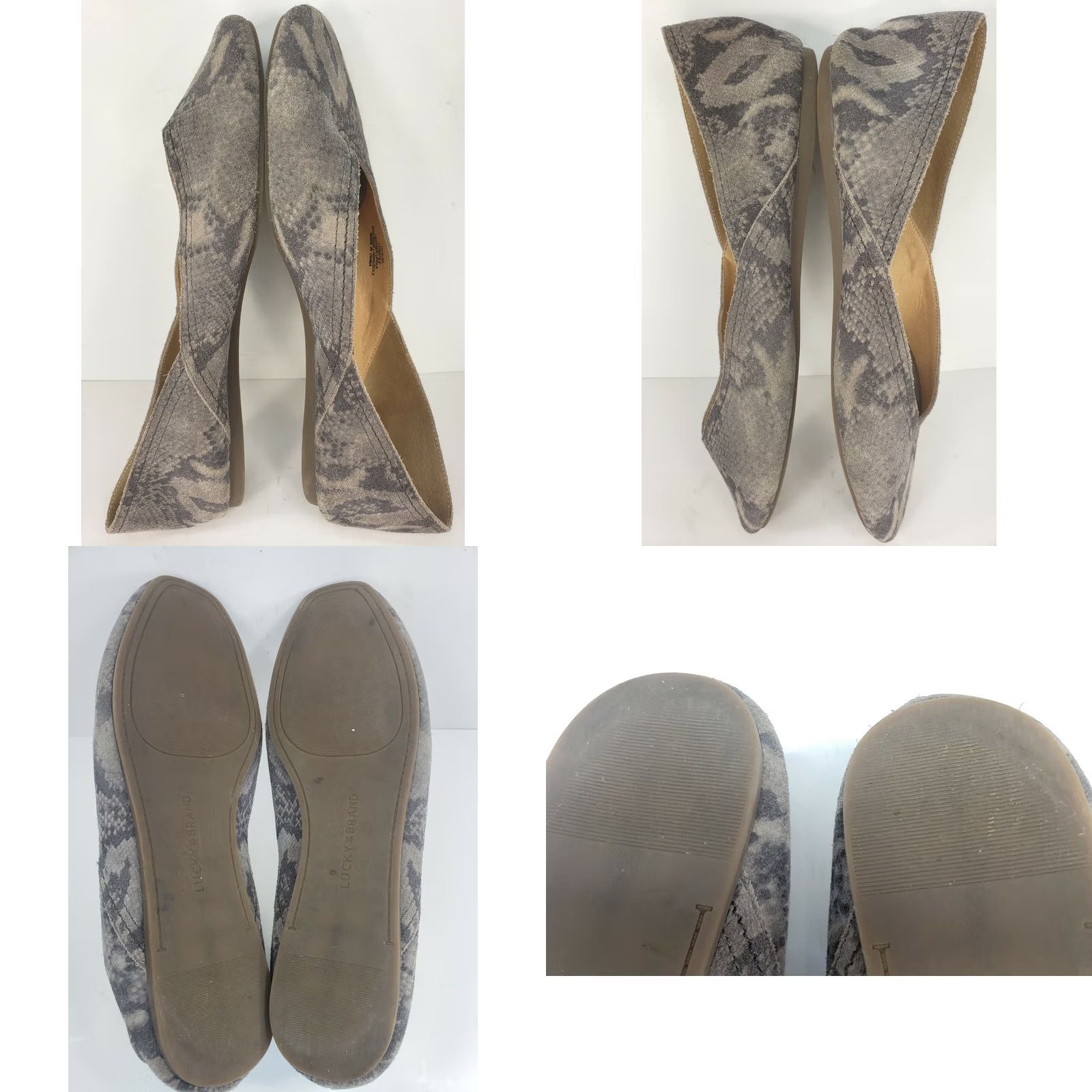 Lucky Brand Lucky Brand Alba Flat Women's Size 10 Gray Suede Snakeskin Pattern Size US 10 / IT 40 - 8 Thumbnail