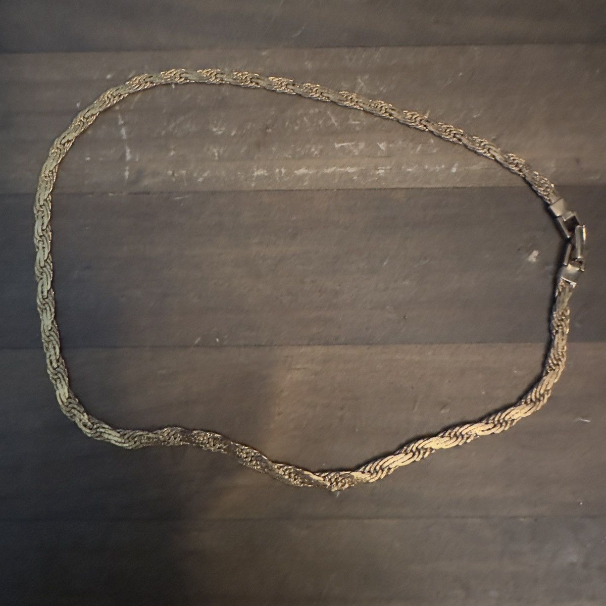 Vintage Vintage gold tone flat fancy herringbone chain necklace Size ONE SIZE - 3 Thumbnail