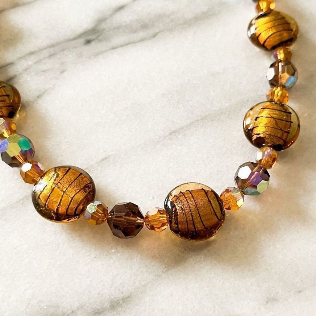 Jewelry Lampwork Art Glass Beaded Jewelry Set Necklace Bracelet Size ONE SIZE - 3 Thumbnail
