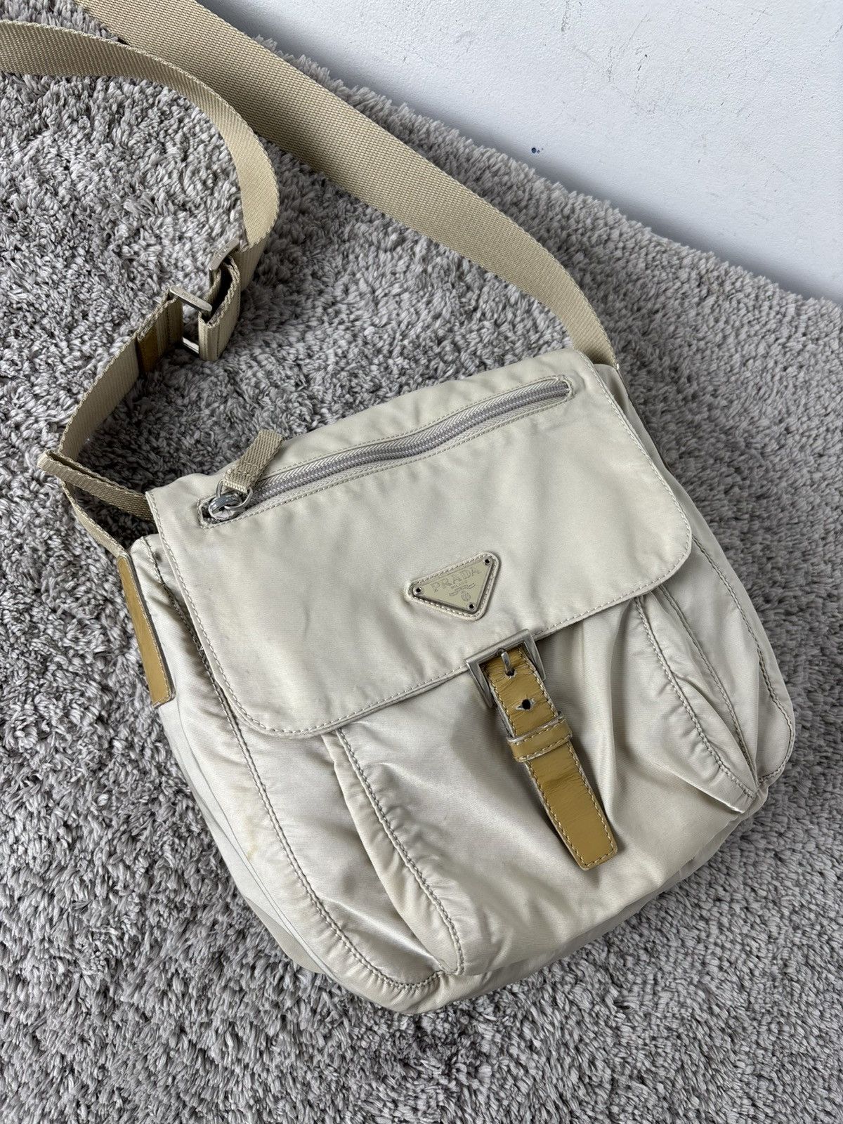 Prada Prada Milano Nylon Beige Messenger Bag Size ONE SIZE - 1 Thumbnail