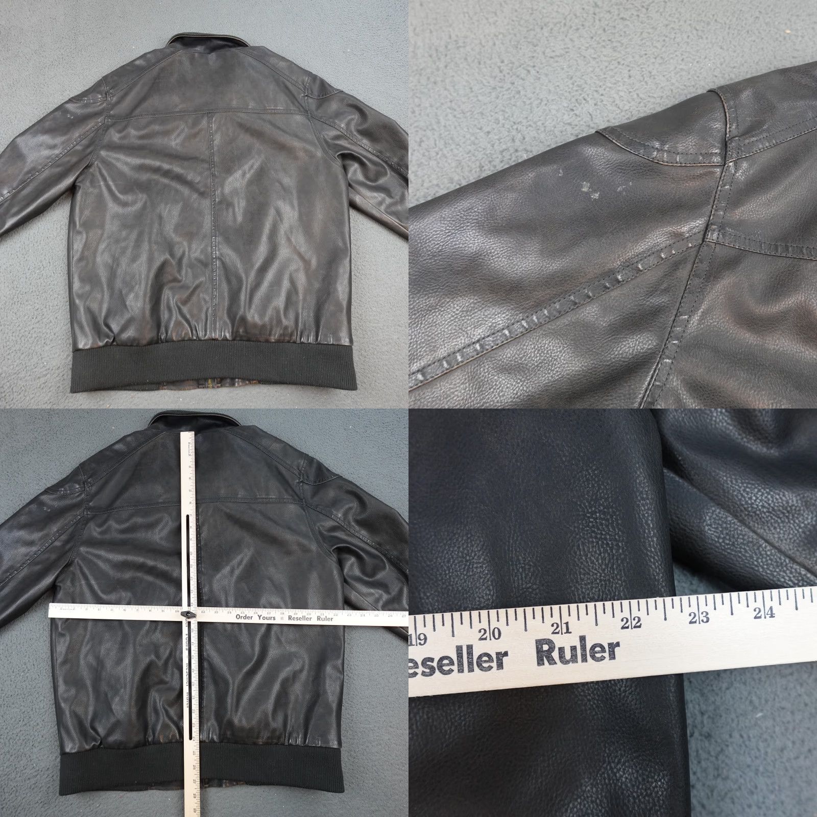 Sean John Sean John Jacket Mens Large Black Faux Leather Bomber Full Zip Pockets Lined Size US L / EU 52-54 / 3 - 8 Thumbnail