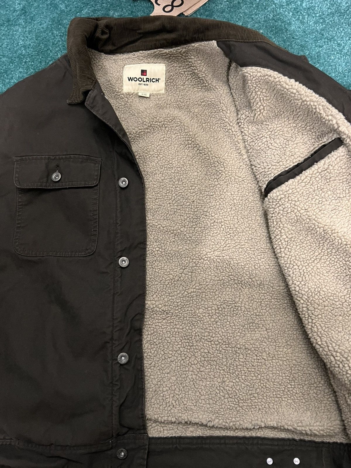 Vintage Vintage Woolrich Brown Sherpa Denim Jacket Size US XL / EU 56 / 4 - 3 Thumbnail