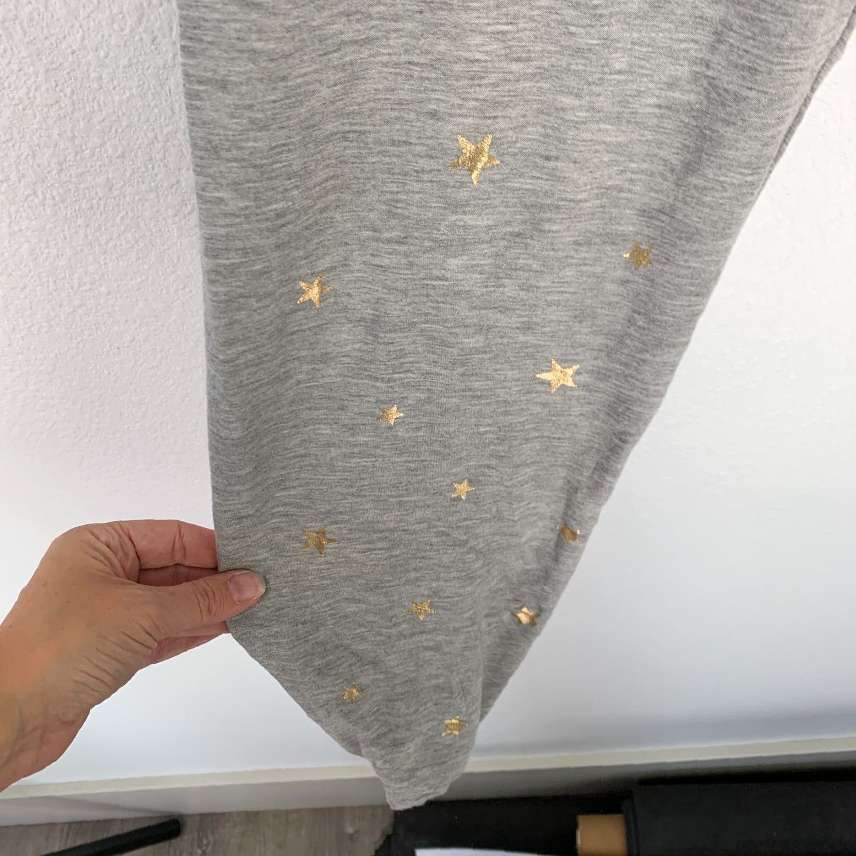 Vintage Peace Love World Gray Gold Metallic Stars Drawstring Lounge Pants Sleepwear XS Size 26" / US 2 / IT 38 - 2 Thumbnail