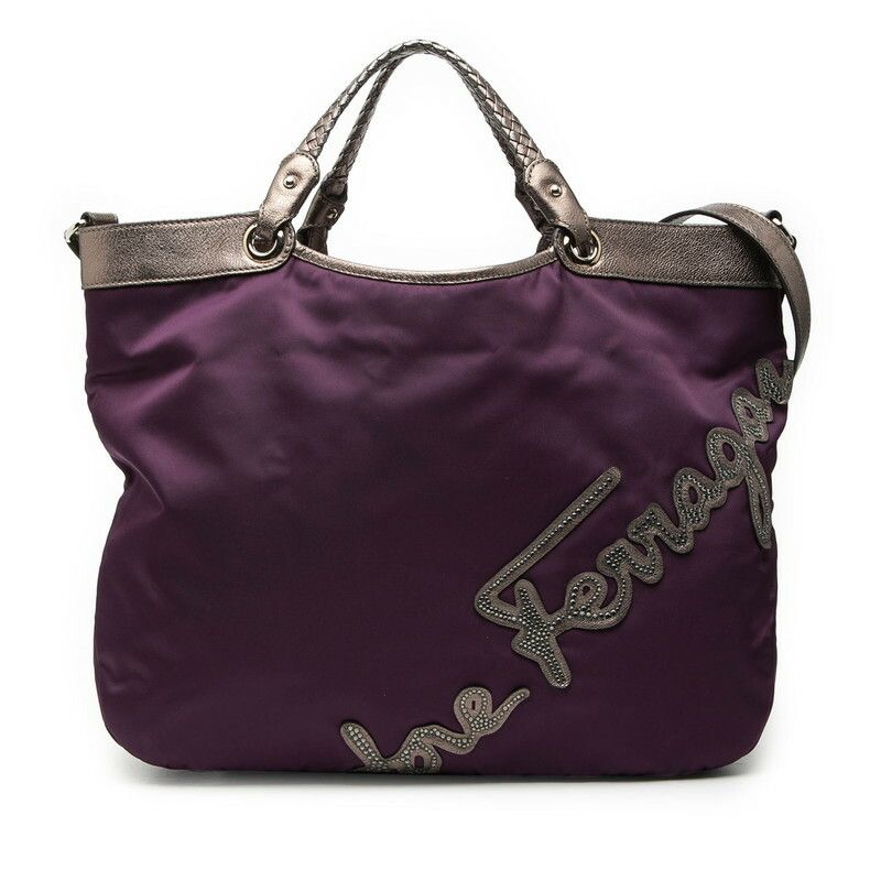 Salvatore Ferragamo Salvatore Ferragamo Nylon Leather 2Way Bag Textile Shoulder Bag Duty Free For Usa in Purple, Women's