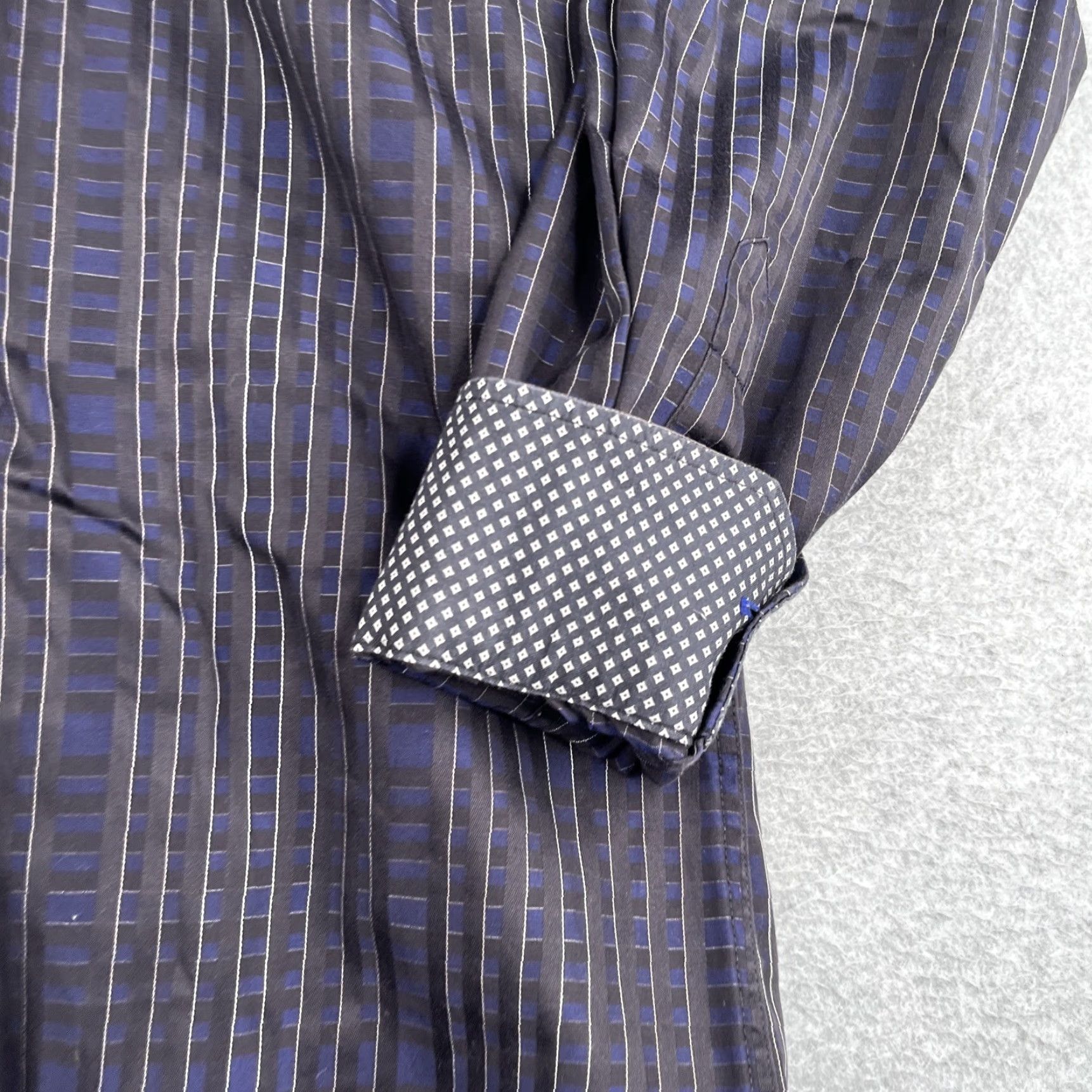 BUGATCHI BUGATCHI UOMO Shirt Medium Black Navy Check Button-Up Long Sleeve Mens Size US M / EU 48-50 / 2 - 2 Thumbnail