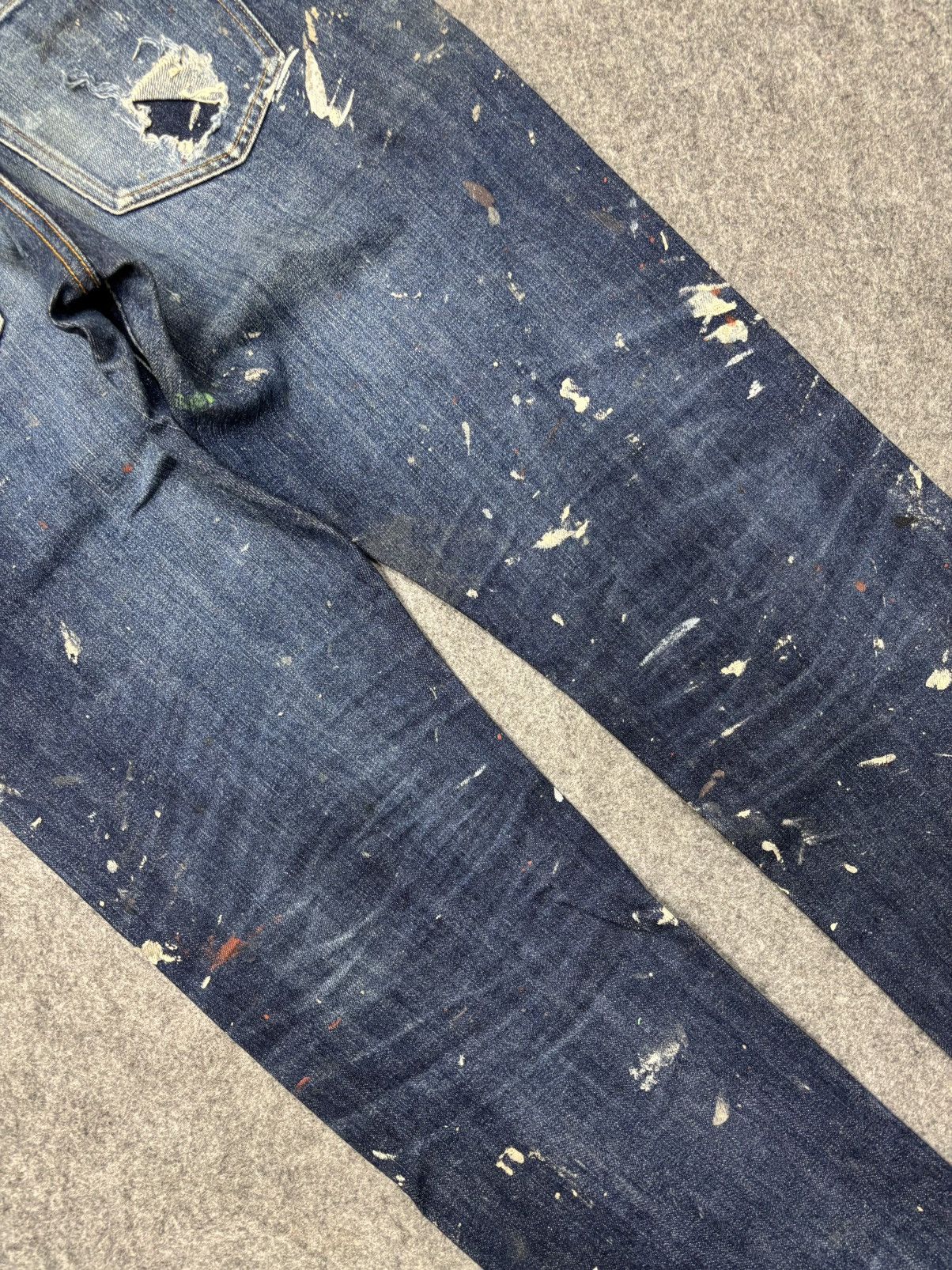 Japanese Brand 💥ART💥Uniqlo Japan Heavy Paint Splatter Selvedge Denim F673 Size US 34 / EU 50 - 20 Thumbnail