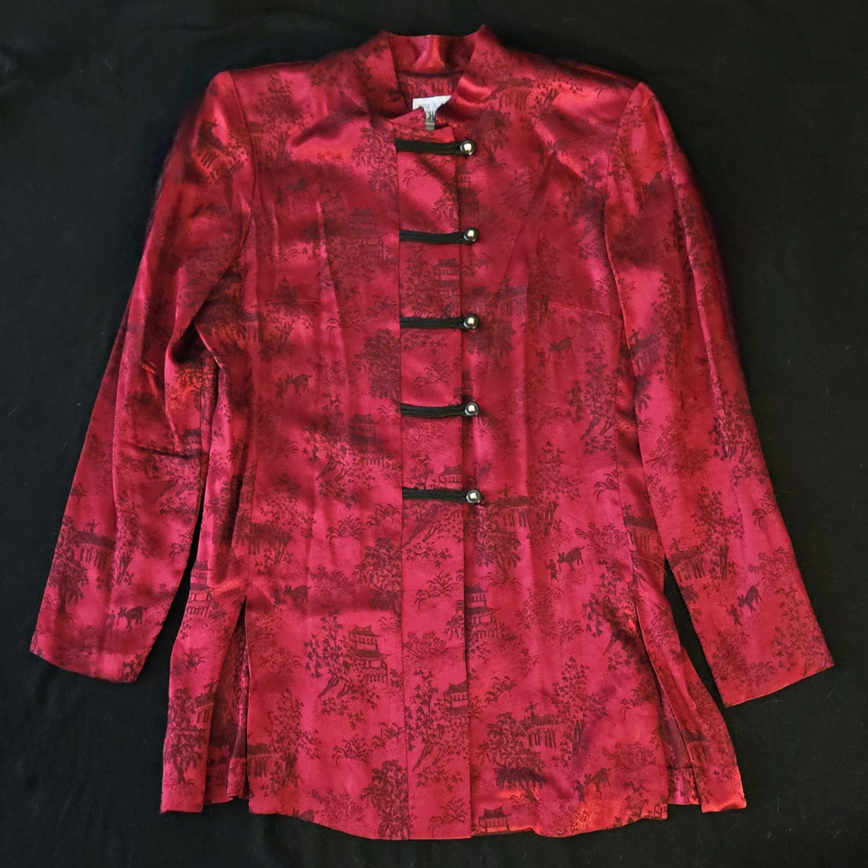 Other R & M Richards by Karen Kwong red & black satin tunic Size L / US 10 / IT 46 - 1 Thumbnail