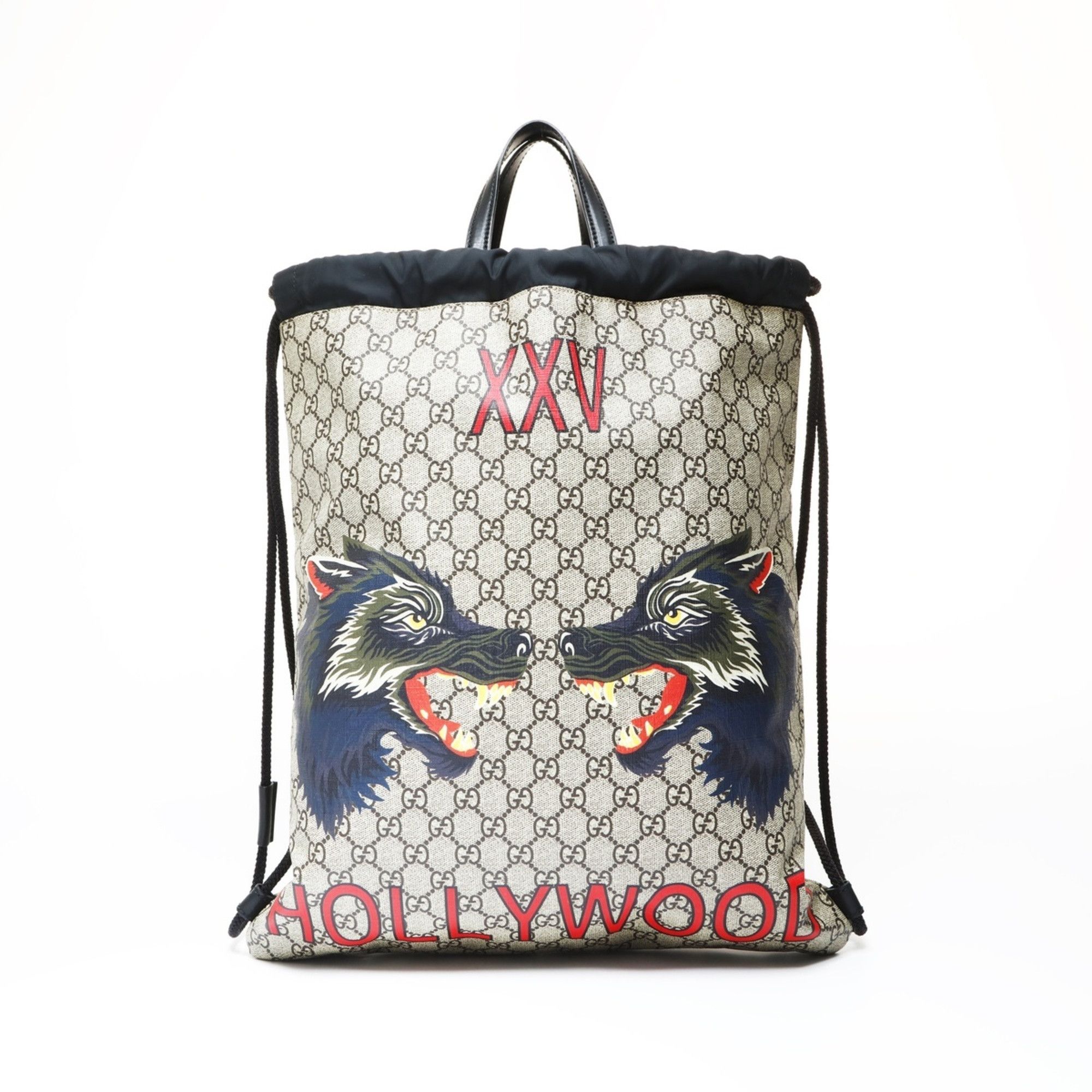 Gucci Gucci GG Supreme Drawstring Wolf Backpack, Brown, WS26935 Size ONE SIZE - 1 Thumbnail