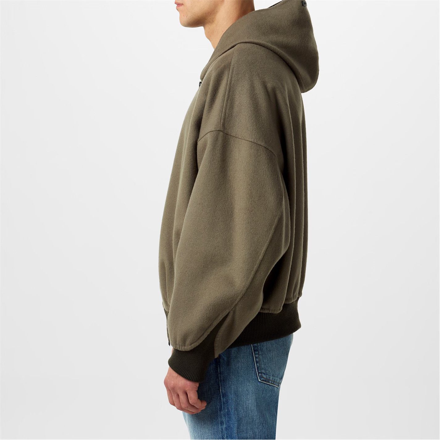 Fear of God o1g2r1mq0426 Hooded Wool Bomber Jacket in Dark Olive Size US XL / EU 56 / 4 - 2 Thumbnail