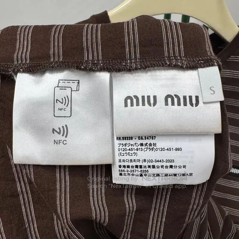Miu Miu Miu Miu Brown Striped Cotton Summer T-Shirt . Size S / US 4 / IT 40 - 6 Thumbnail