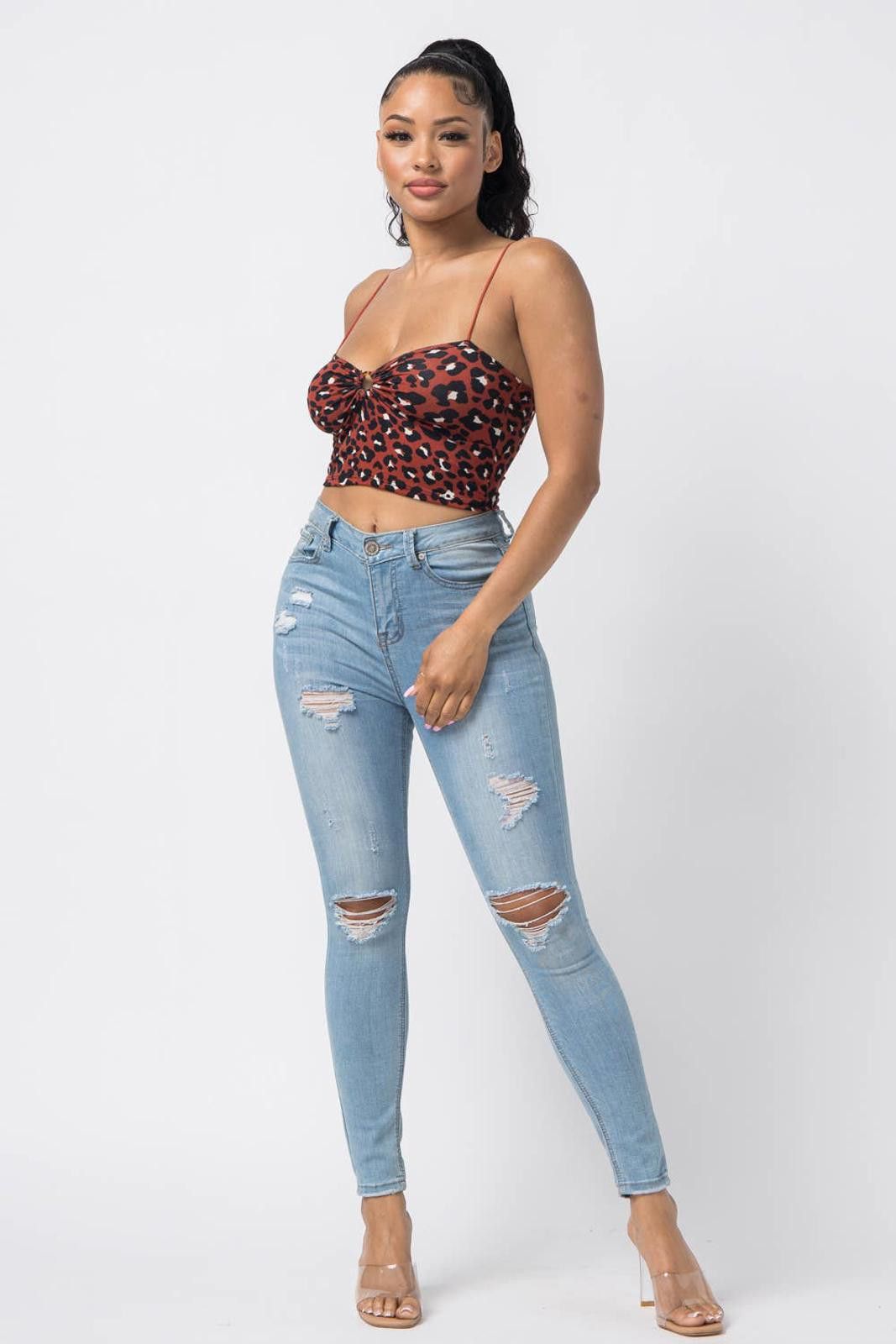 Other Animal Print Leopard Sleeveless O Ring Crop Top Julia Size S / US 4 / IT 40 - 8 Thumbnail