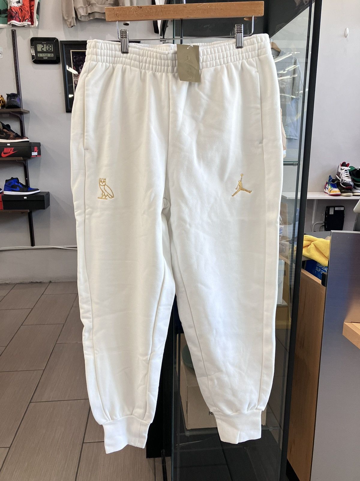 Image of New Jordan X Ovo Drake Cotton Sweatpants Size 2Xl in White, Men's