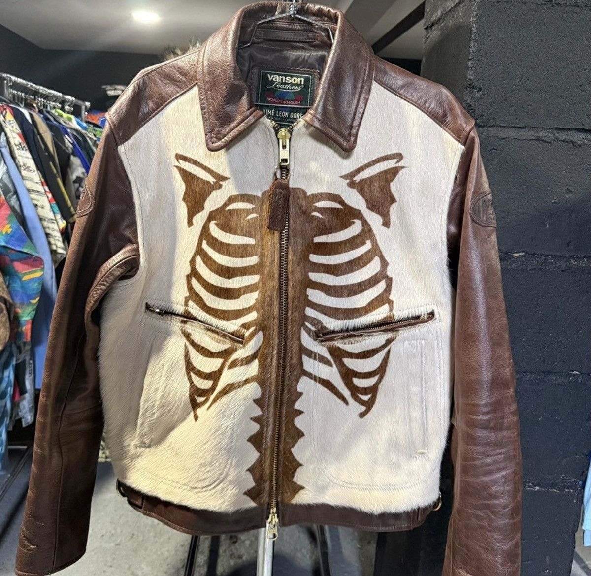 Aime Leon Dore × Vanson Leathers Aime Leon Dore Vanson Pony Hair Bones Leather Jacket Brown L Size US L / EU 52-54 / 3 - 1 Thumbnail