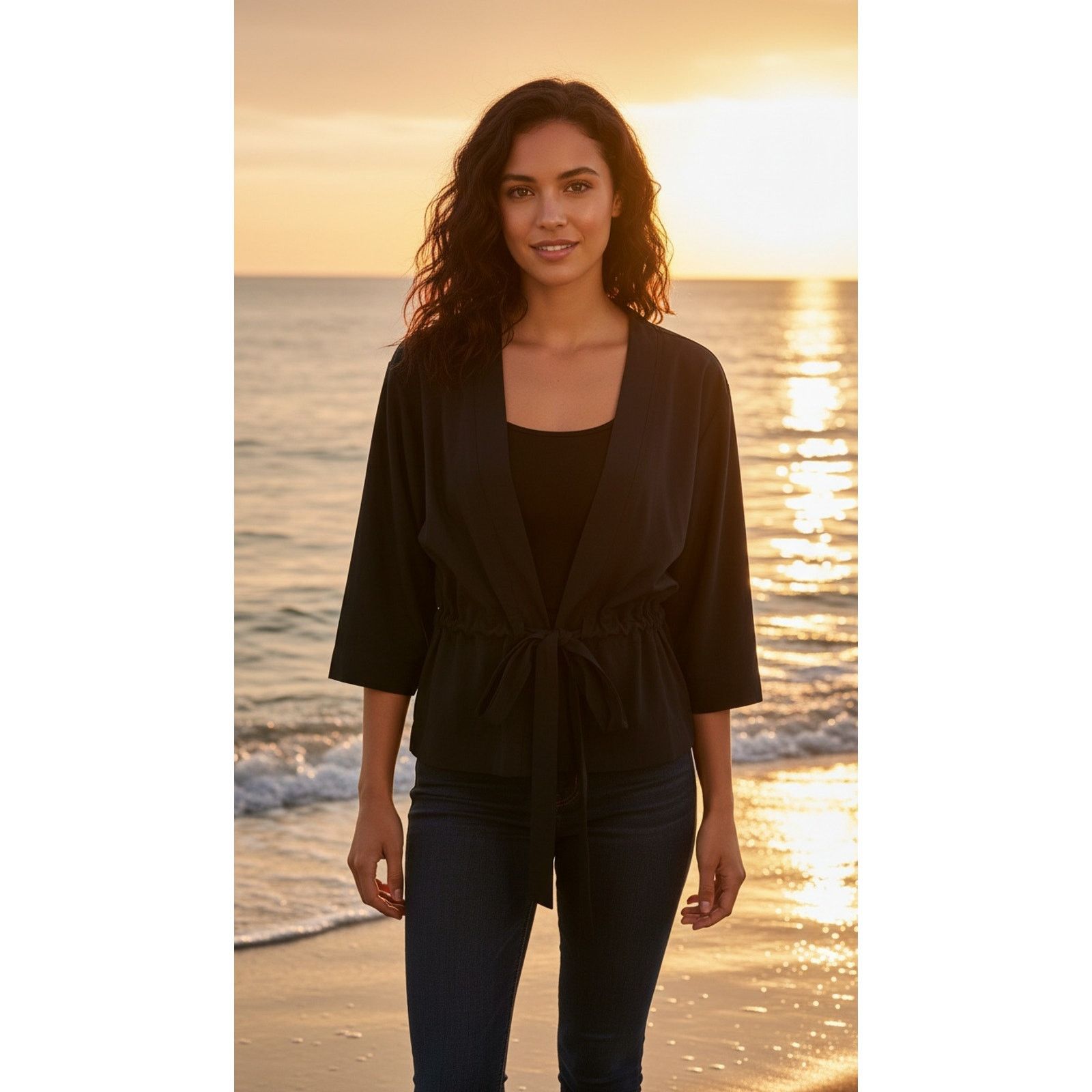 Columbia Columbia PFG Jacket Womens Petite Small Black Open Front Size S / US 4 / IT 40 - 2 Thumbnail