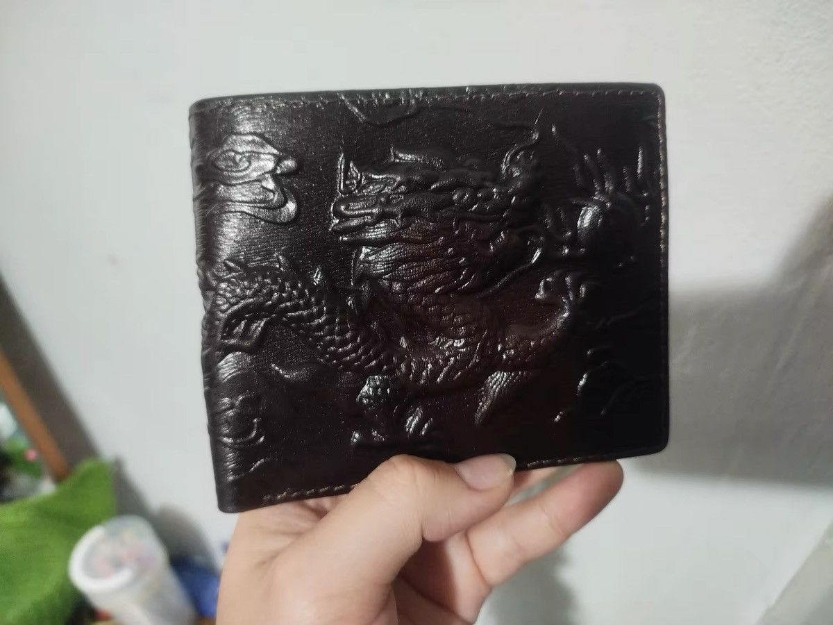 Genuine Leather Dragon Pattern Short Wallet Size ONE SIZE - 5 Thumbnail