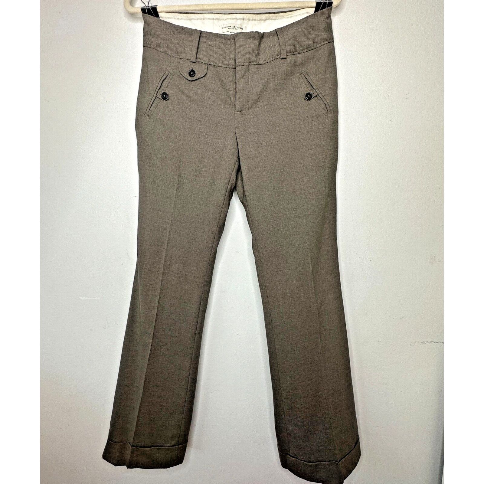 Banana Republic Banana Republic Brown Martin Fit Wide Leg Cuffed Trouser 4 Size 27" / US 4 / IT 40 - 2 Thumbnail