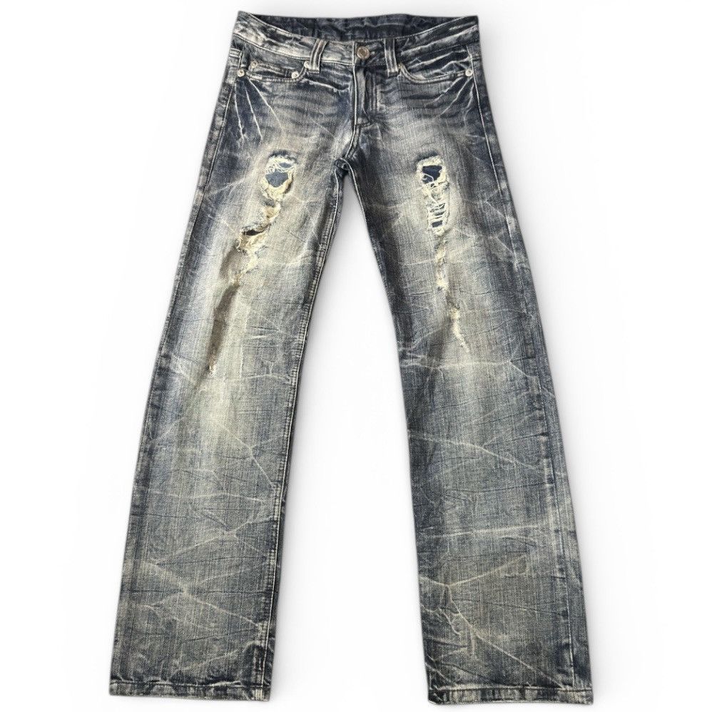 Purple Brand 🔥🇯🇵 Vintage Japanese Destroyed Crack Wash Jeans LGB Style Size US 32 / EU 48 - 2 Thumbnail