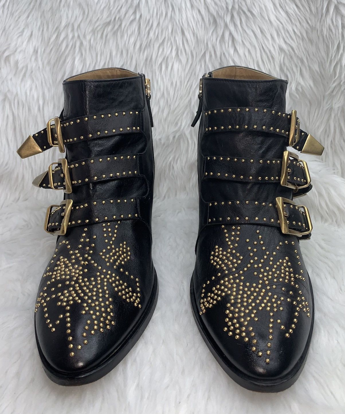 Chloe Chloe Susanna Gold Stud Western Ankle Boots Size US 7.5 / IT 37.5 - 3 Thumbnail