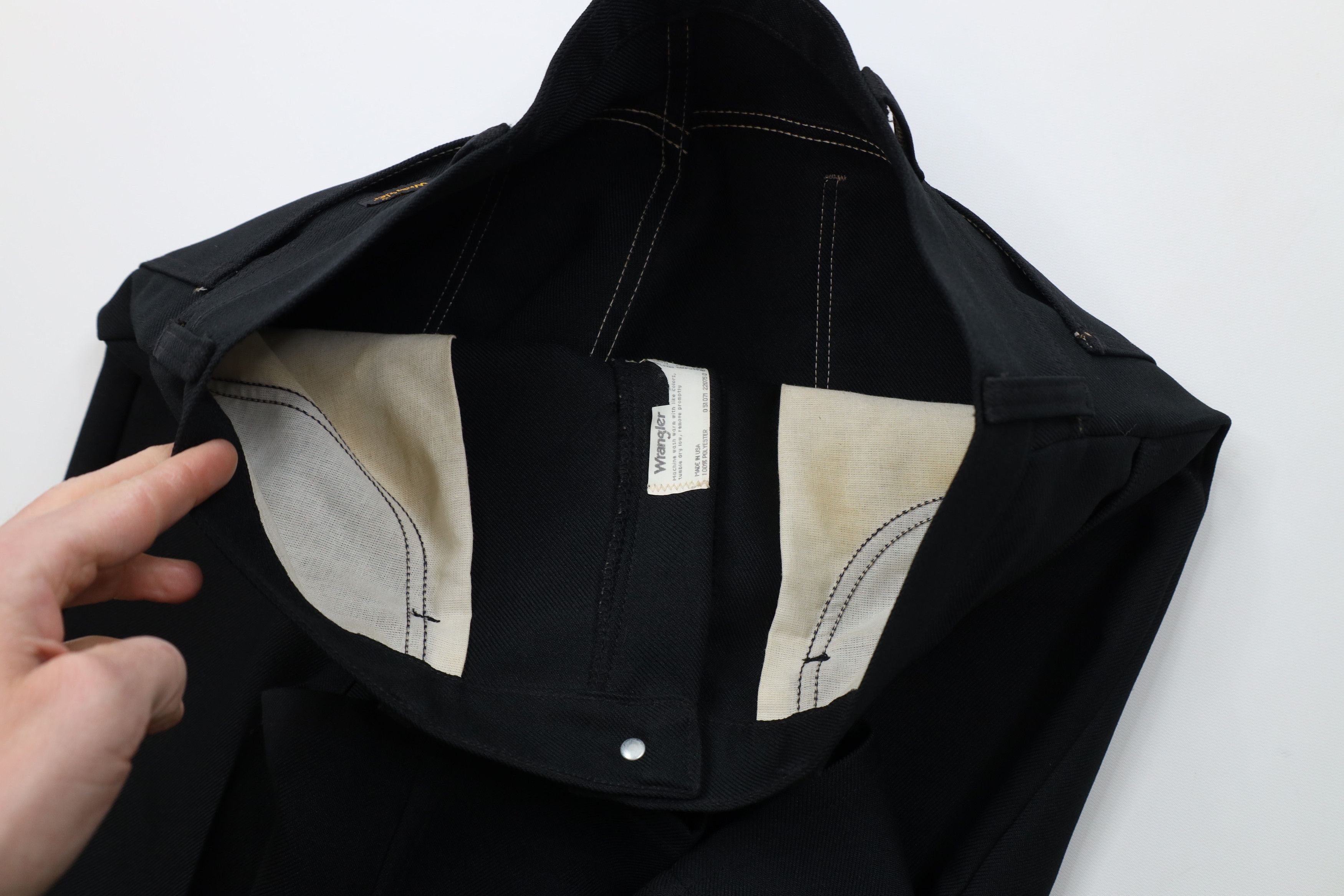 Wrangler Vintage 70s Wrangler Flared Wide Leg Chino Pants Black USA Size US 34 / EU 50 - 7 Thumbnail